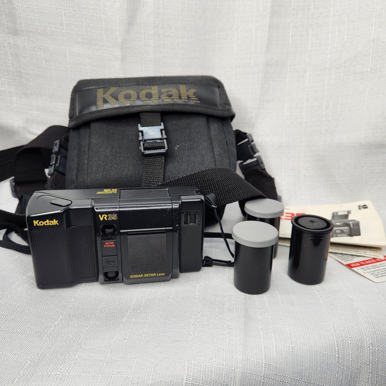 Kodak VR35 Model K12 35mm Camera Ektar Lens Auto Focus Case Manual 3 Rolls Film