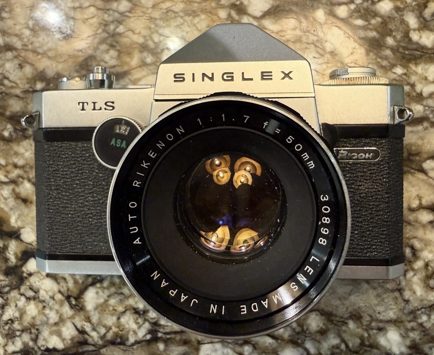 Ricoh Singlex TLS Silver Film SLR Camera w/ Auto Rikenon 50mm f/1.7 Lens & more!