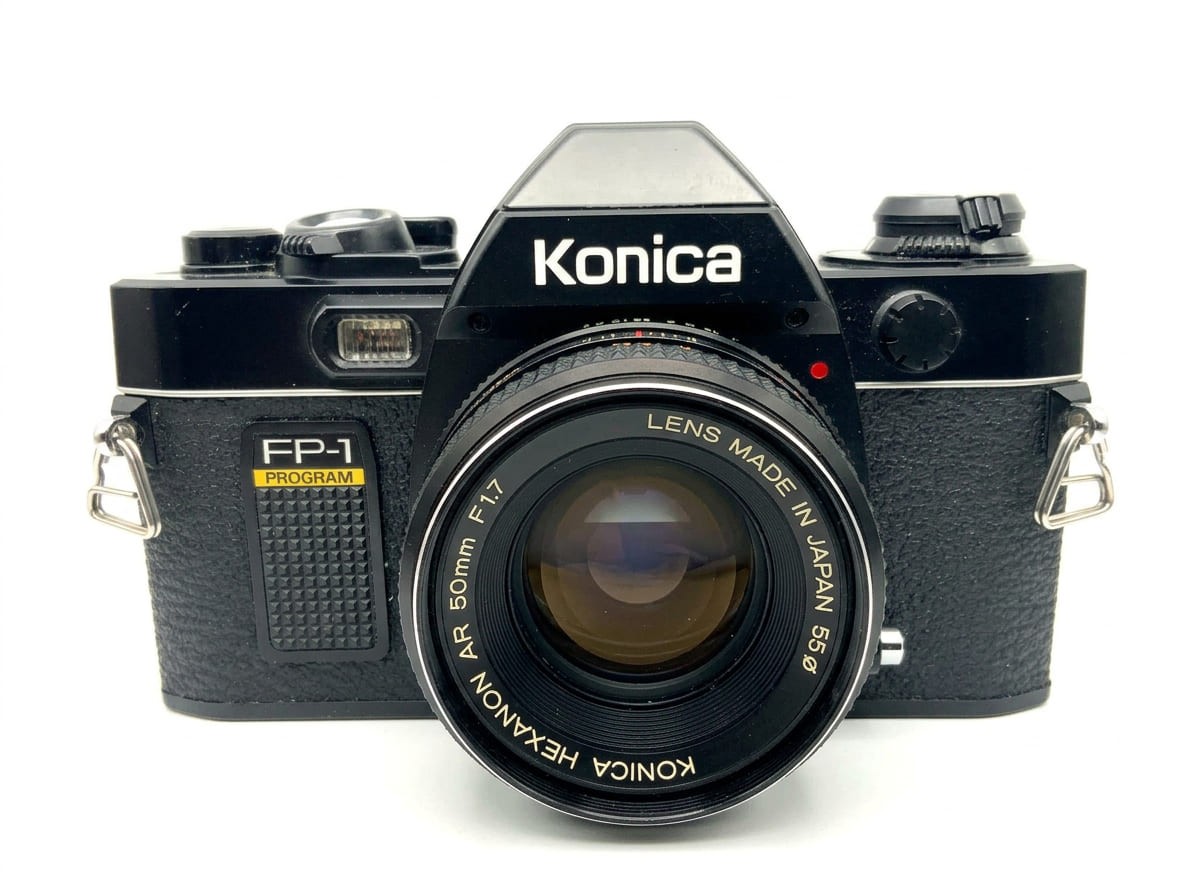 Konica FP-1 Program Black Good 35mm Analog SLR 50mm f/1.7 Kit Lens AR