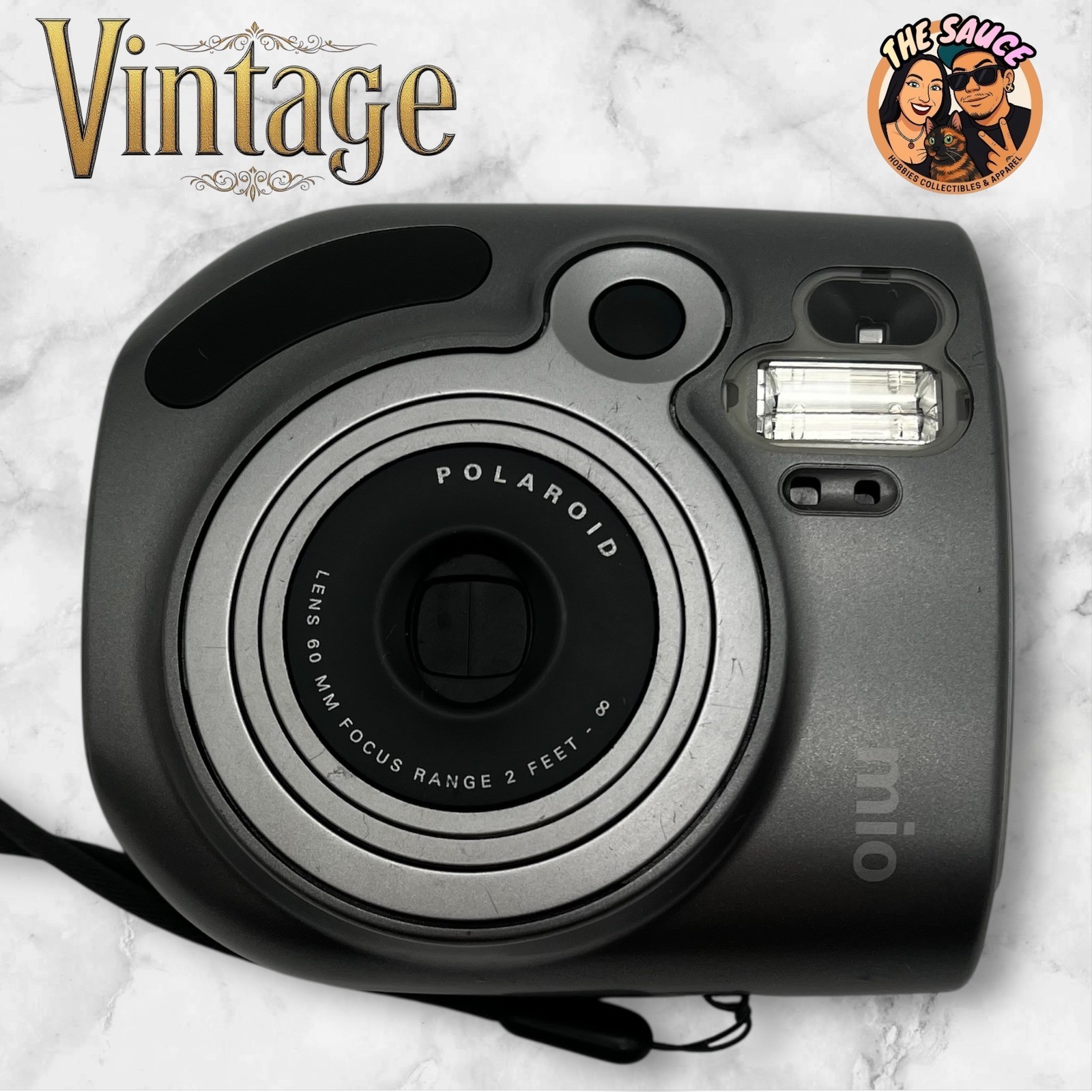 Polaroid Mio 90s Instant Camera Gray Retro Vintage Point Shoot Film Retro