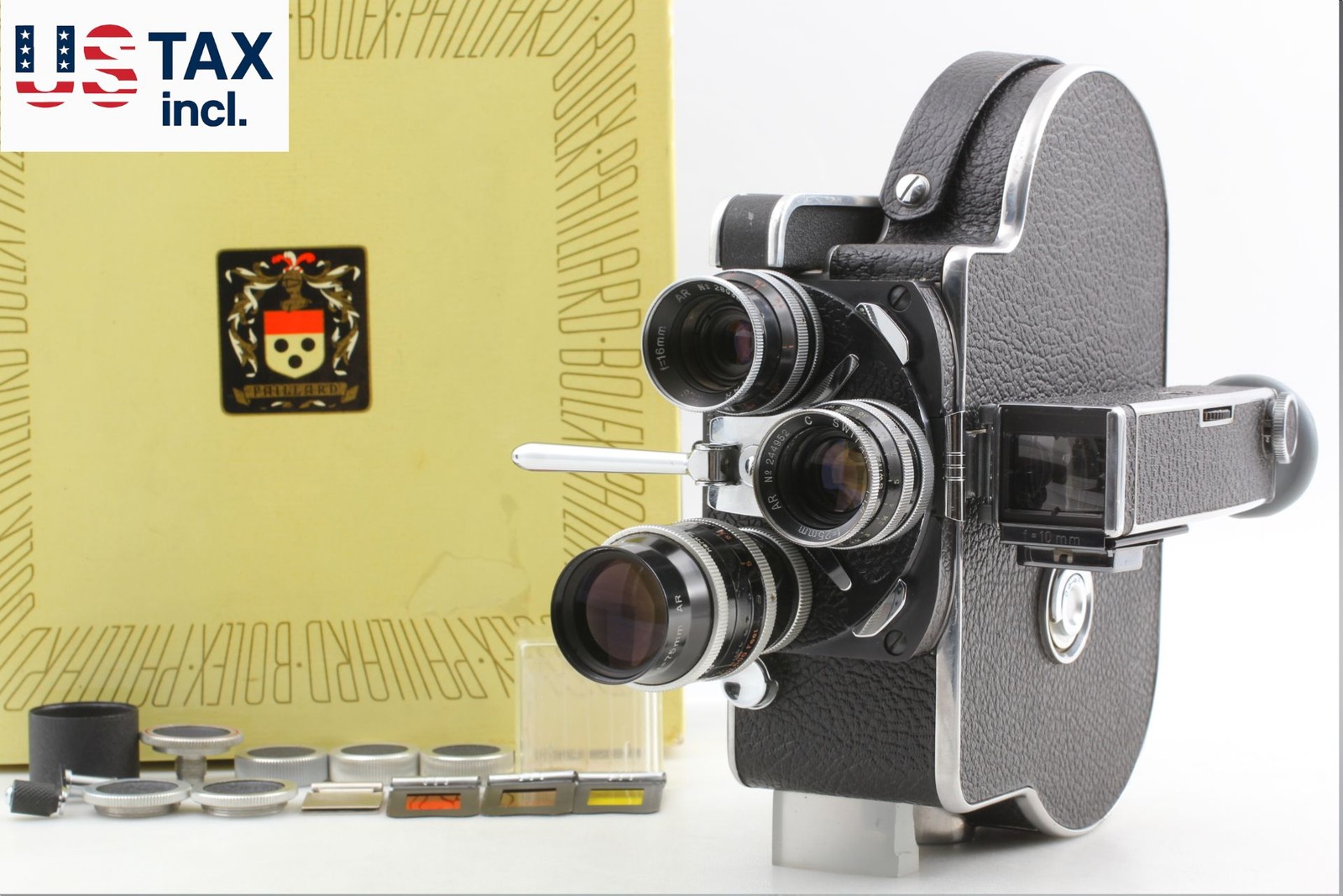 MINT Box Bolex H16 Reflex Rex-1 Cine Film Movie Camera Switar 3x Lens From JAPAN