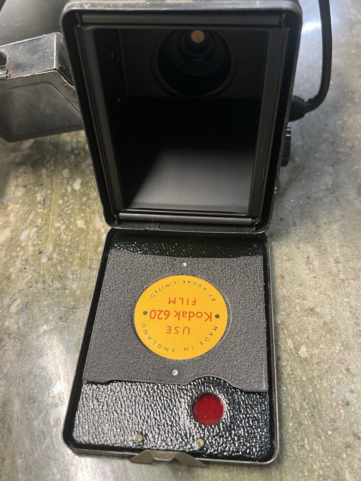 Vintage Kodak Brownie Six-20 Model D Box Camera with Matching Flashholder