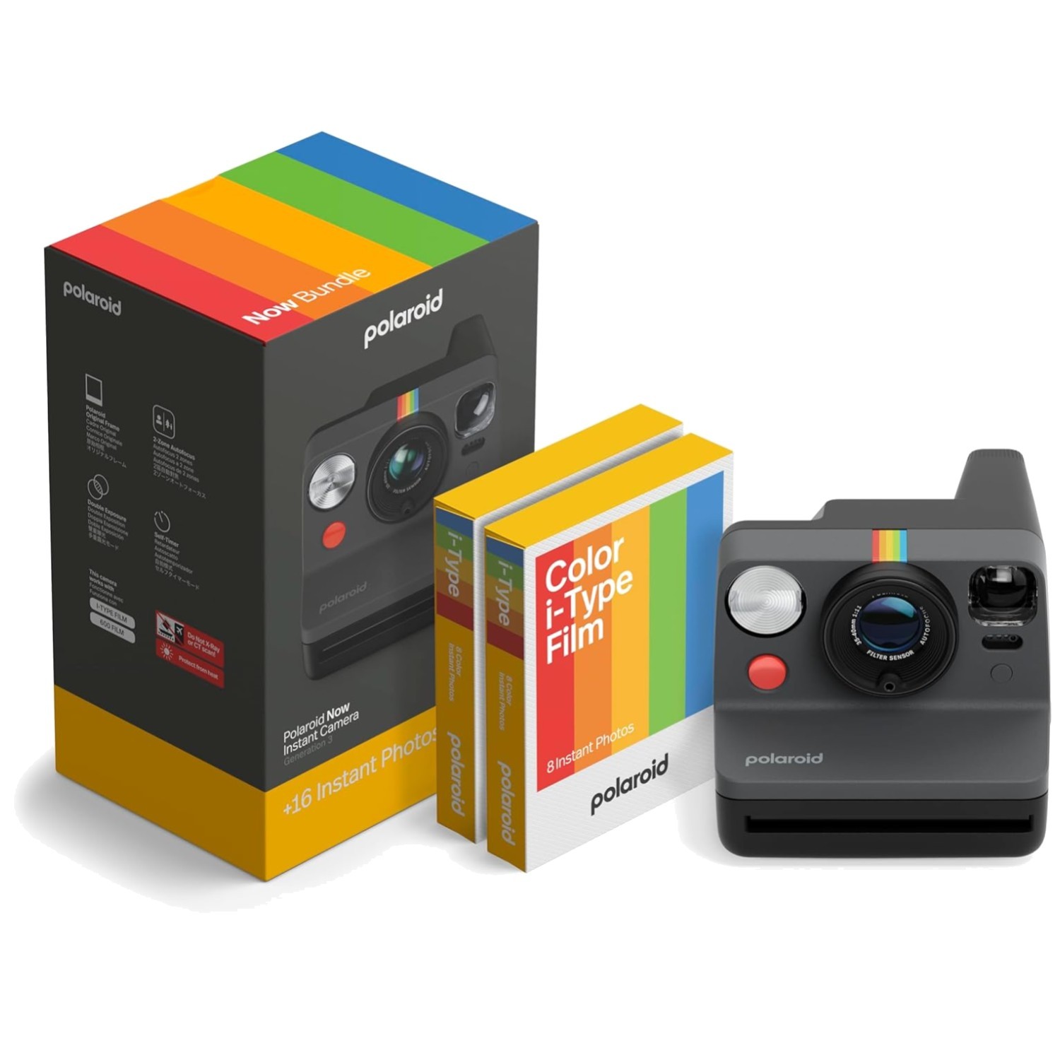 Now 3rd Gen I-Type Instant Camera + Film Bundle – Black