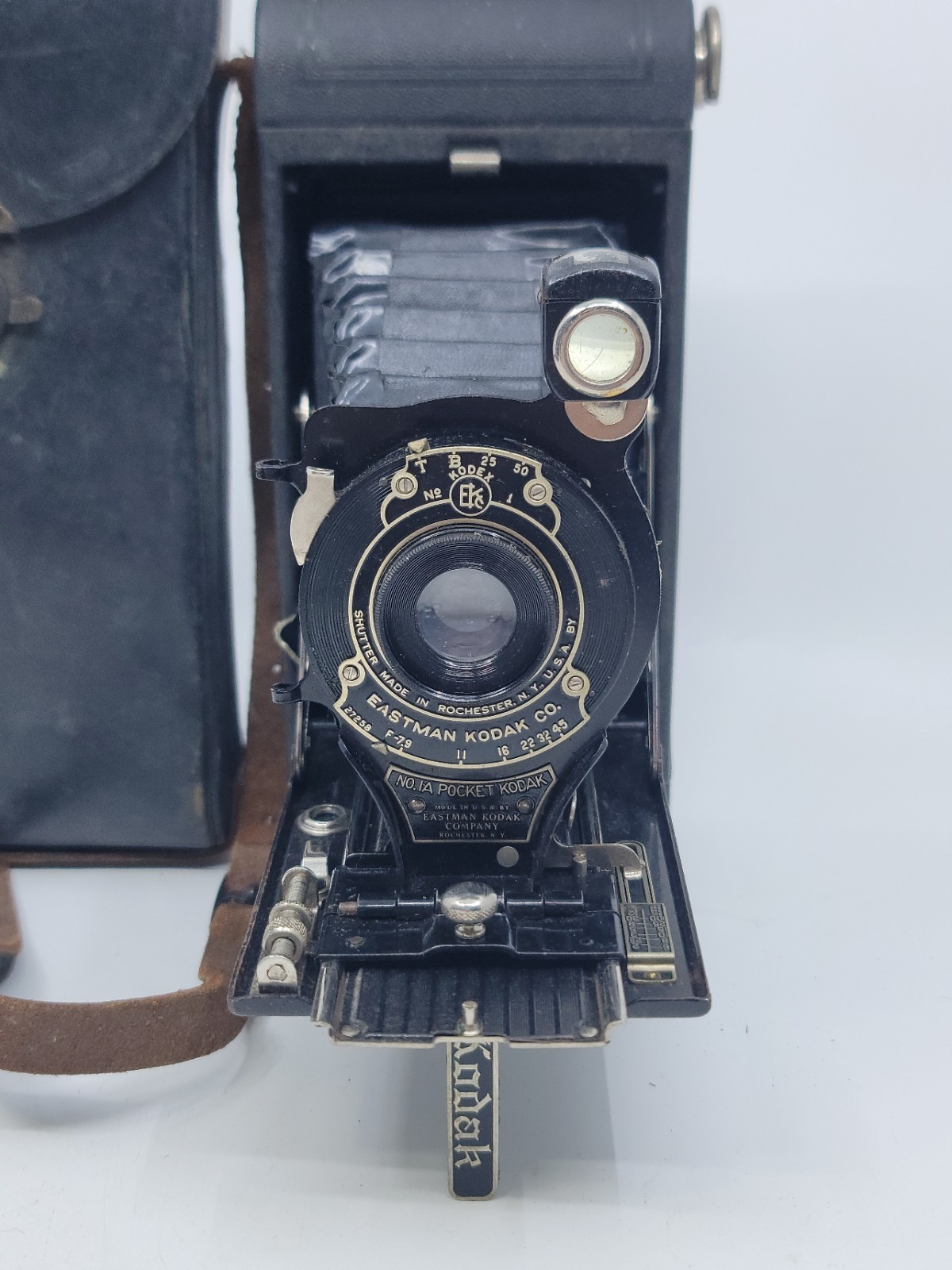 Eastman Kodak No. 1A Pocket Kodak Folding Antique Camera And Case Display Only