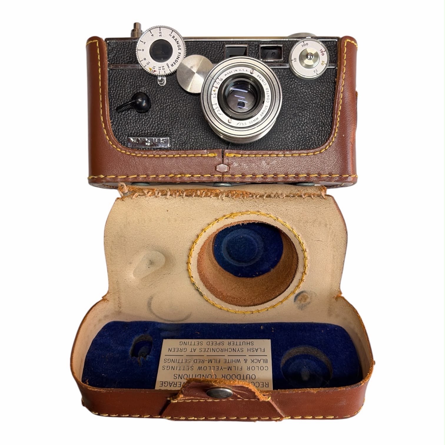 Vintage Argus C3 35mm Rangefinder Camera Cintar 50mm f/3.5 Case