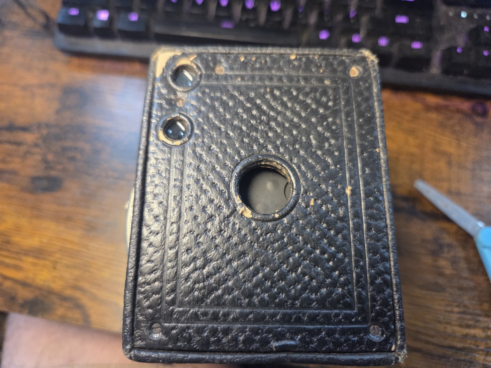 Vtg Kodak No.2 Brownie Model F Box 120 Roll Film Camera Shutter Fires Untested