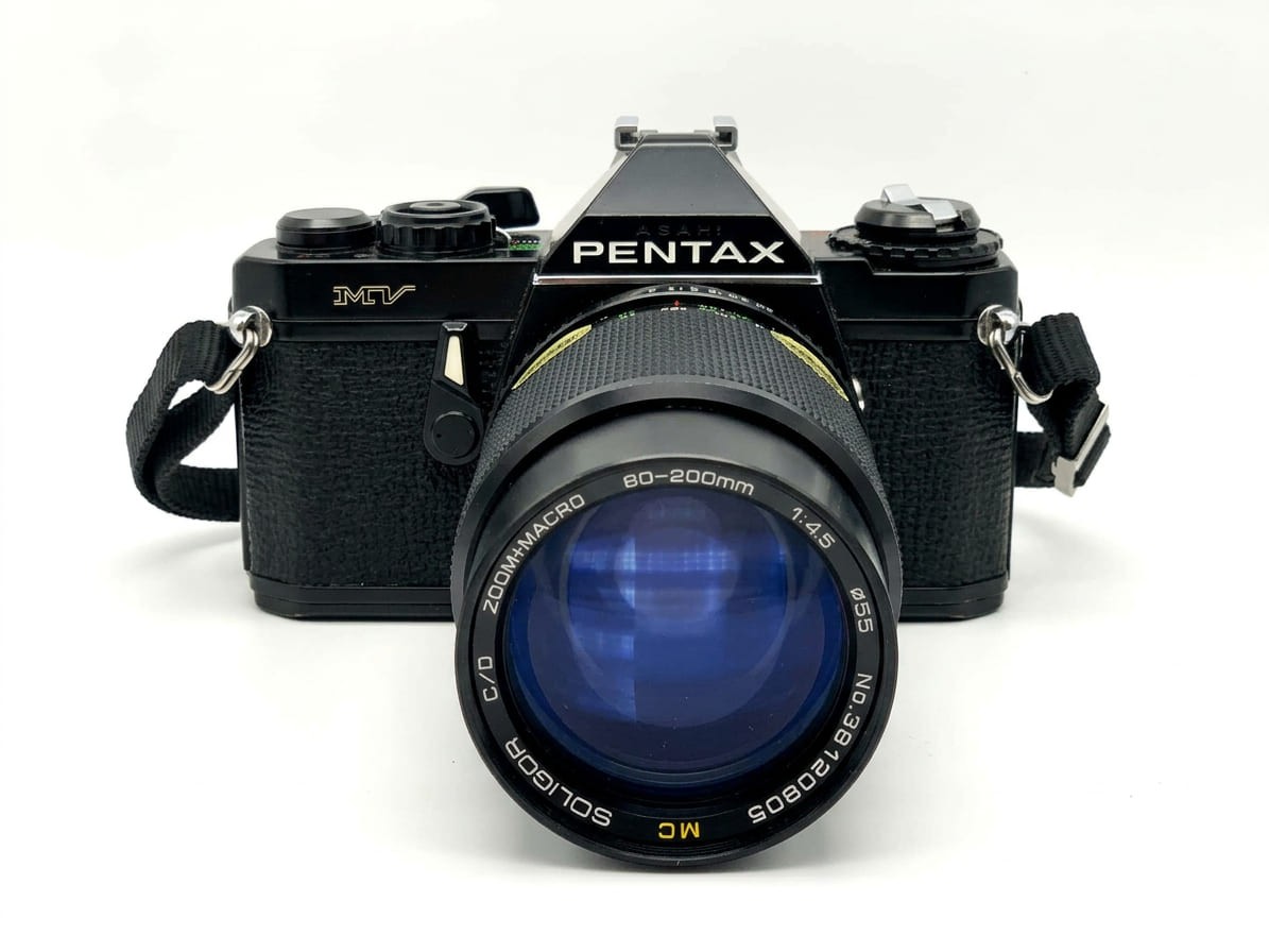 Pentax MV + Soligor 80-200mm f/4,5 Kit Analog SLR 35mm Camera Lens Black