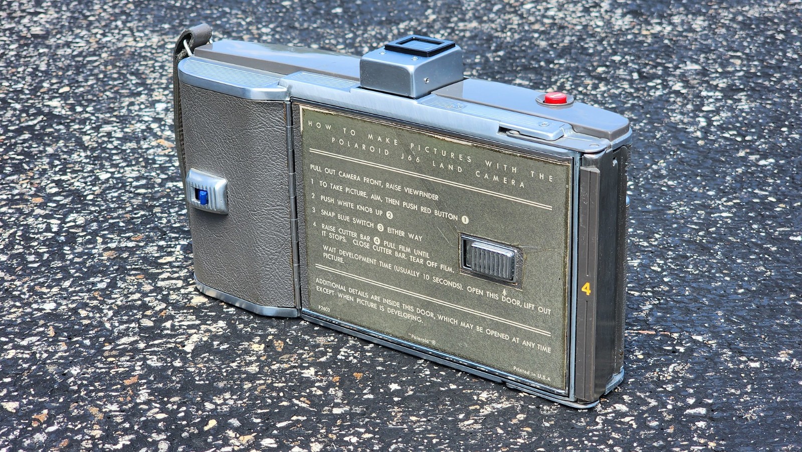 Polaroid J66 Land Camera 1960s mid-century vintage with leather carrying case