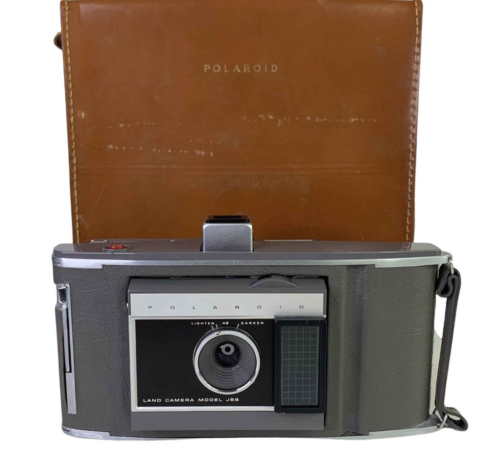 Vintage Polaroid Model J66 Land Camera With Leather Case UNTESTED AS IS Clean