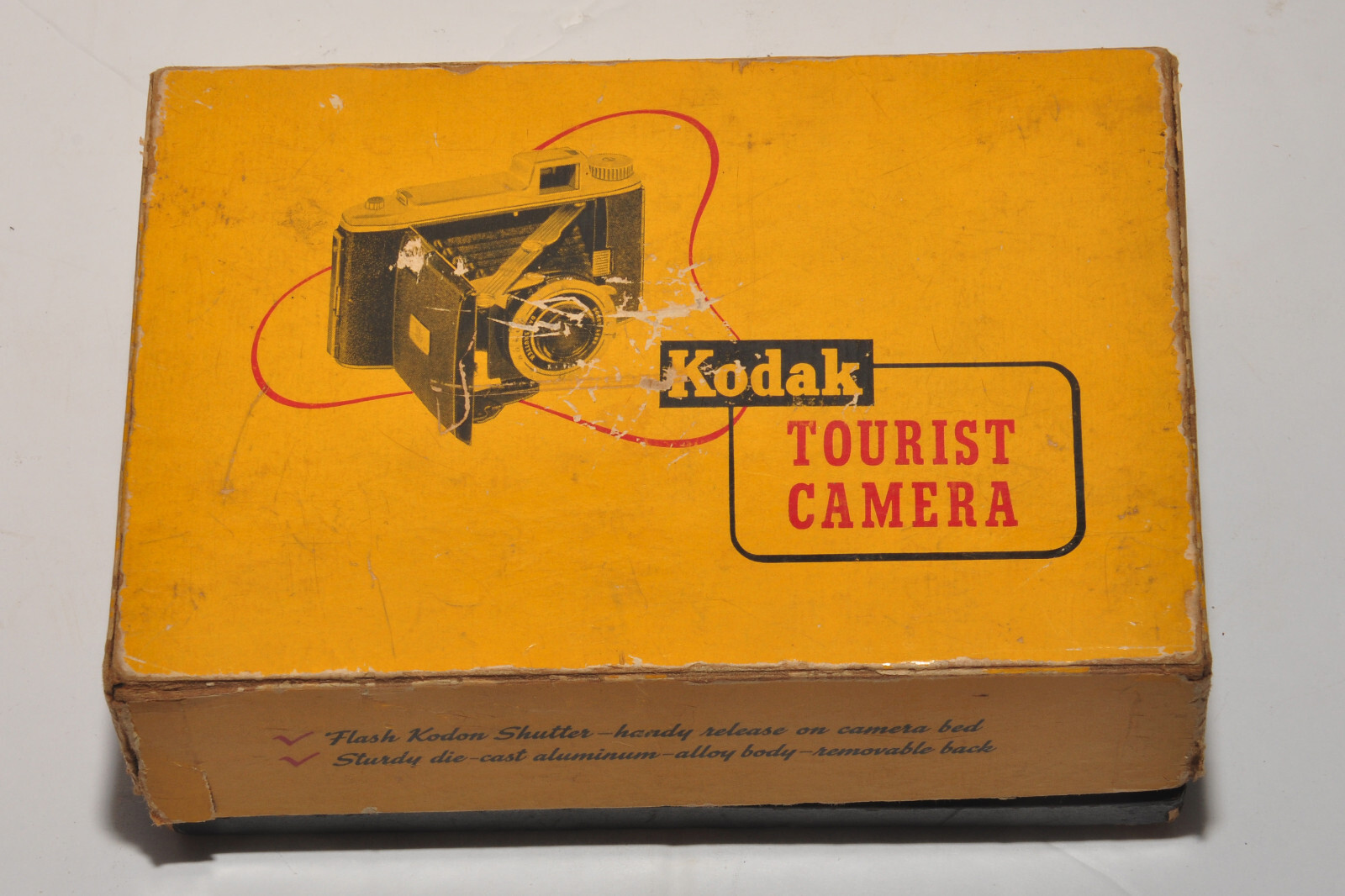 Vntg Kodak Tourist II Folding Camera w Flash Kodon Shutter Kodet Lens w manual B