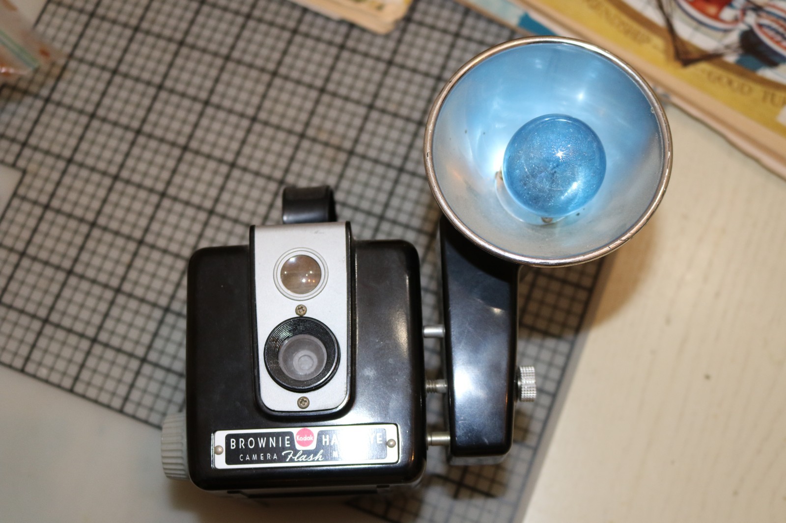 Vintage Kodak Brownie Hawkeye Camera with Flash Attachment