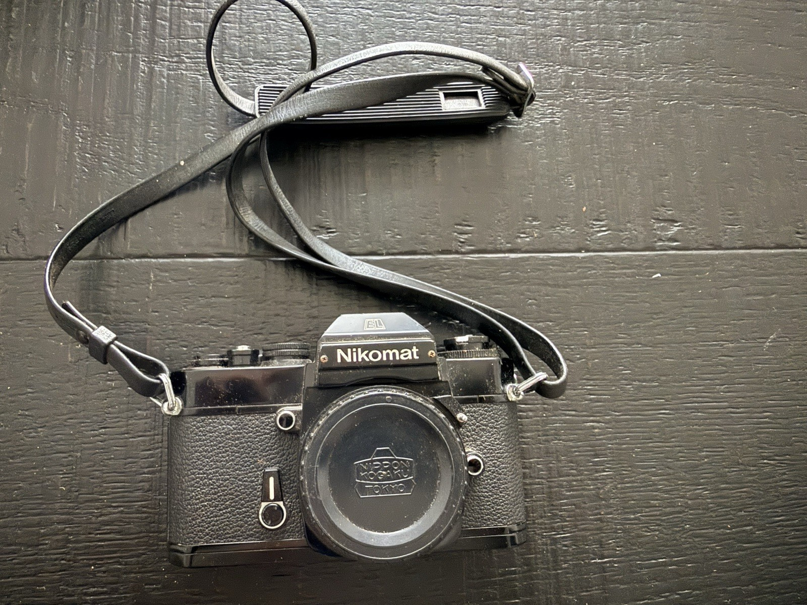 Nikon Nikkormat EL Black 35mm SLR Film Camera Body Nippon Cap Untested Japan