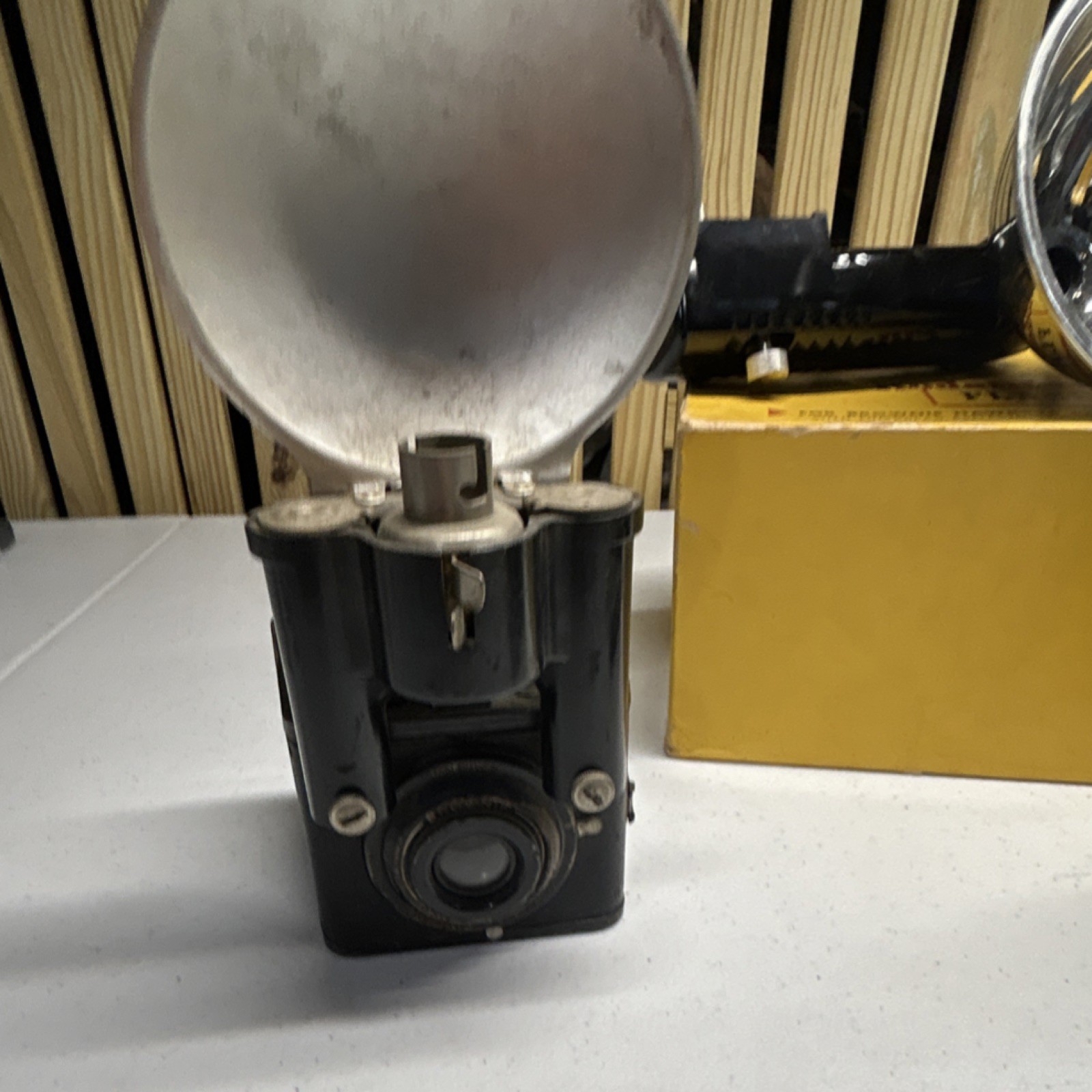 Kodak Tourist II Folding Camera & Brownie Hawkeye w/ Flashholder & Box