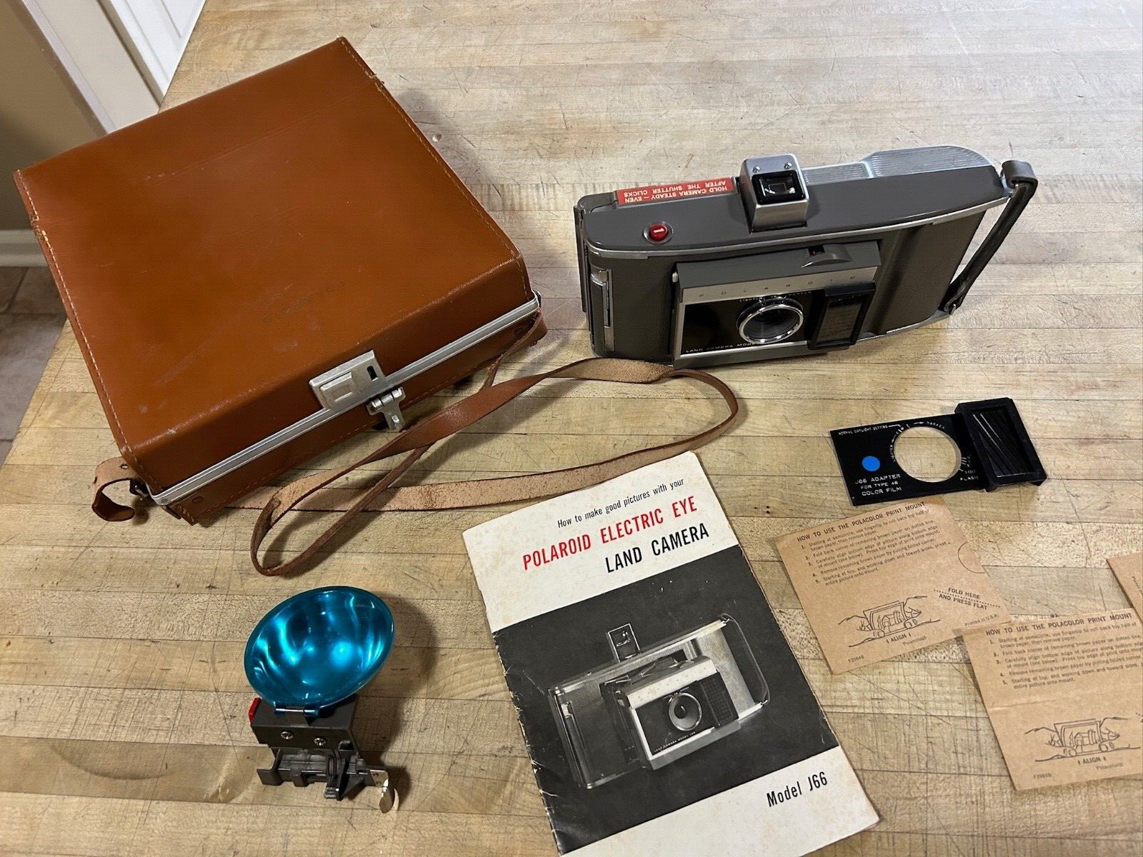 Vintage Polaroid Electric Eye Land Camera Model J66 Original Case & Manual