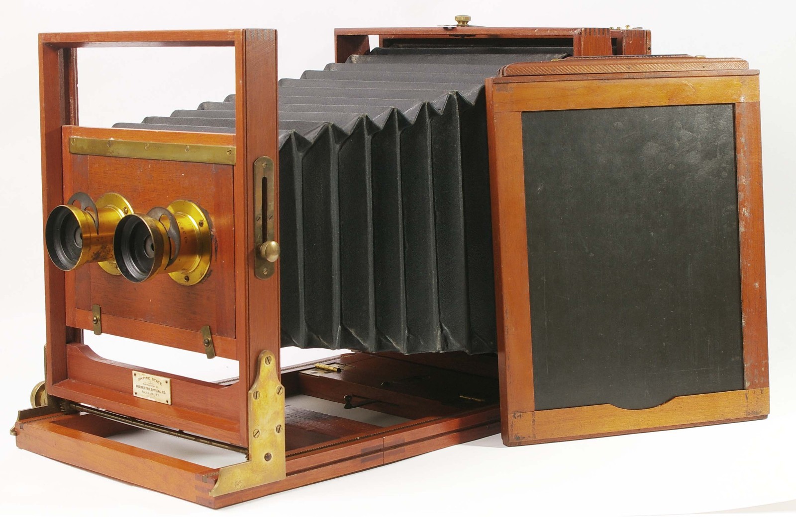 F97874~ c.1896 Rochester Optical 6.5X8.5 Stereo Empire State Camera & Holder