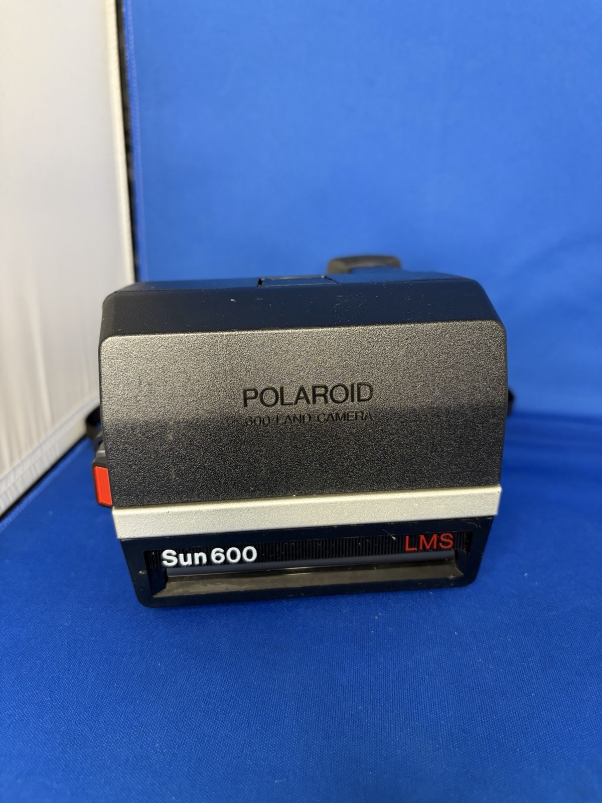 Polaroid Sun 600 LMS Land Instant Camera Black/Silver with Strap