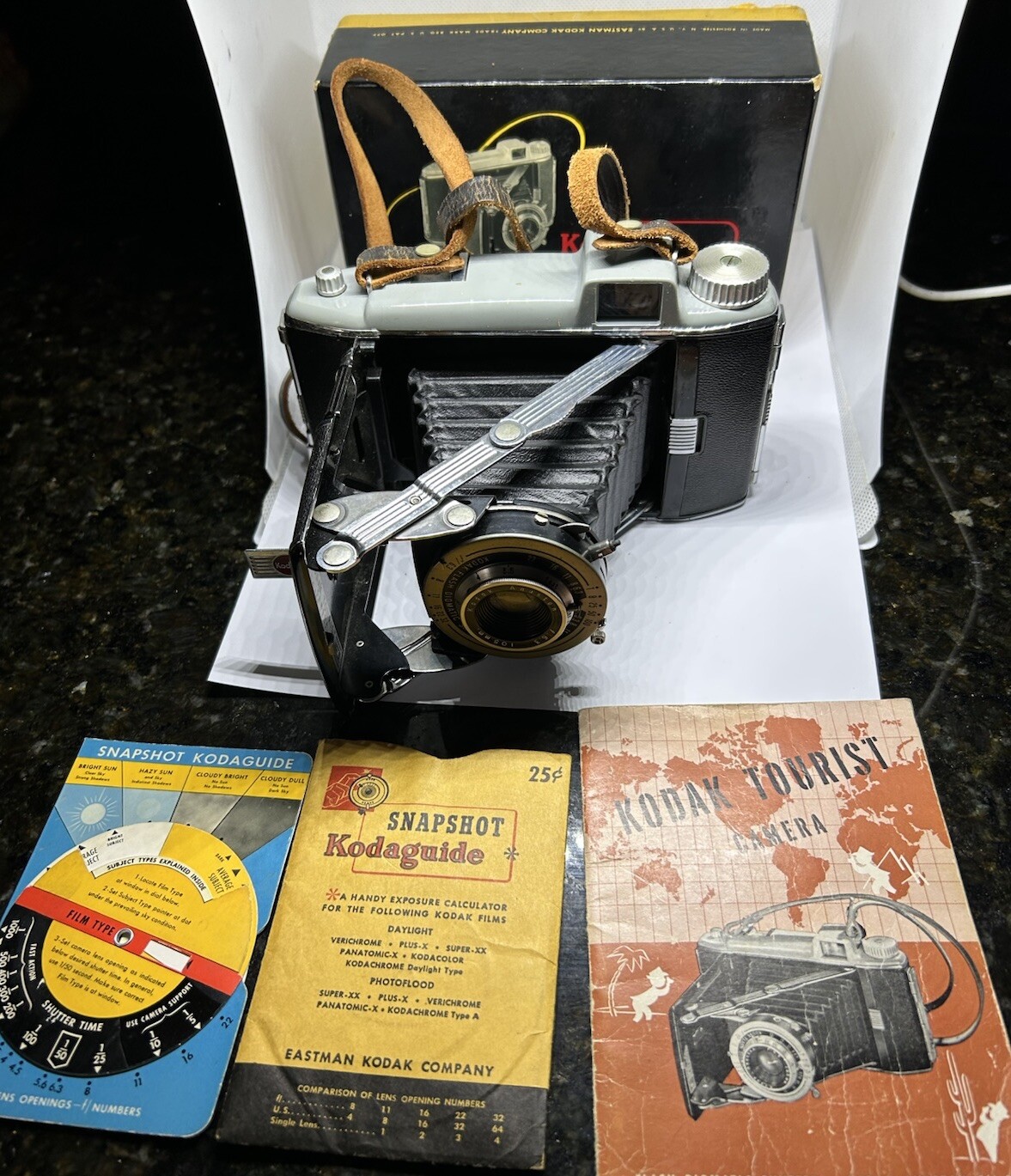 Vintage Kodak Tourist Folding Camera With Anaston f/6.3 Lens Pristine