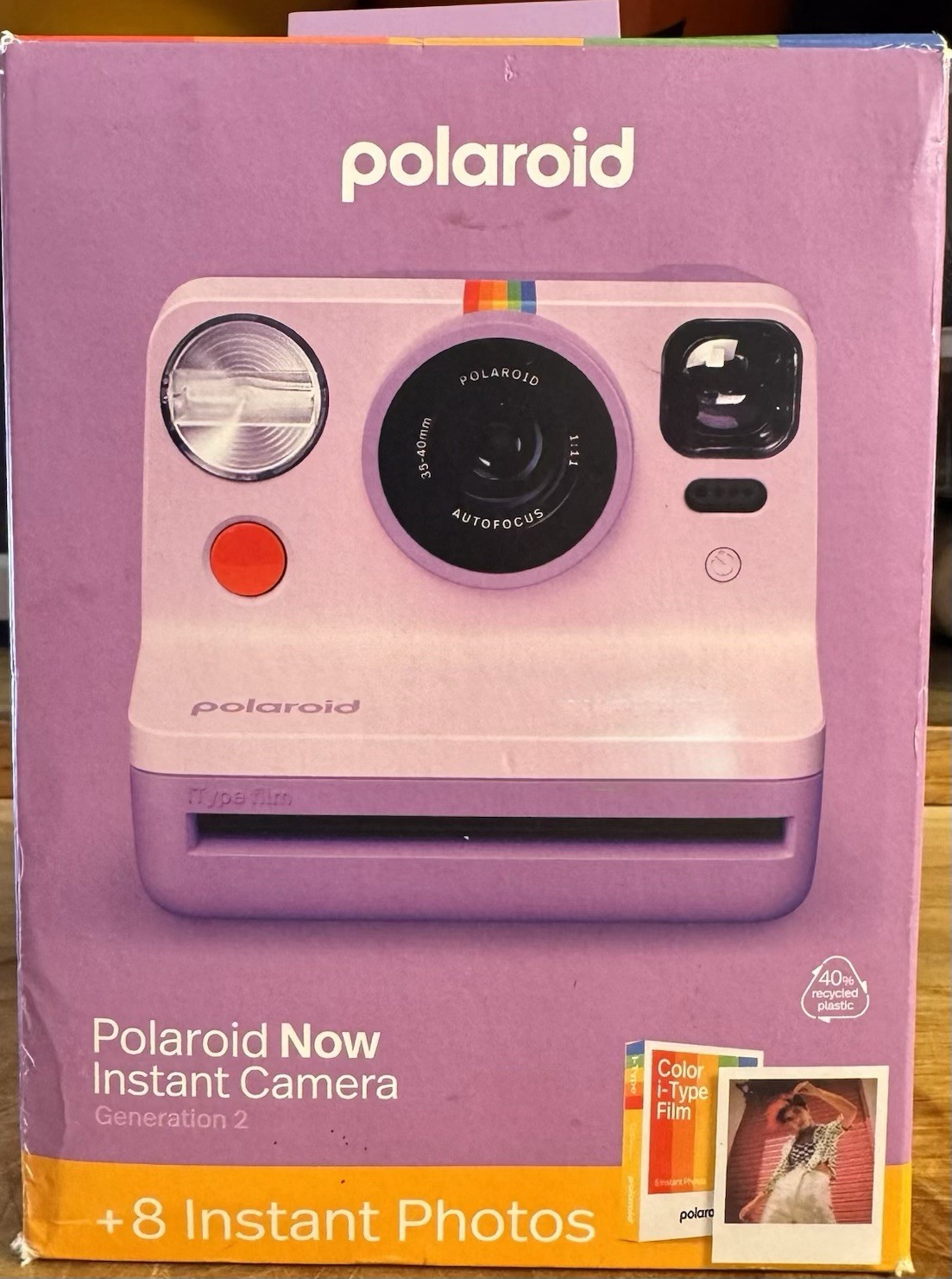 New Polaroid Now Gen 2 Instant Camera + Color Film Bundle (8 Photos) – Purple