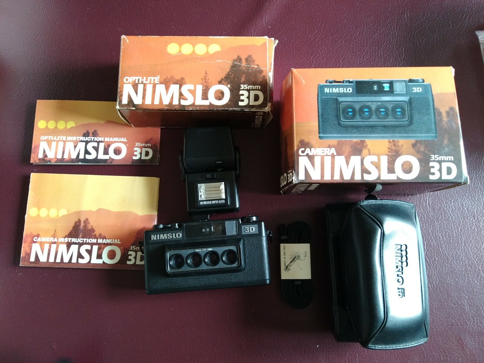 Vintage “Nimslo 3D” Quadra Lens 35mm Film Camera W/ Instructions, Manual & Case