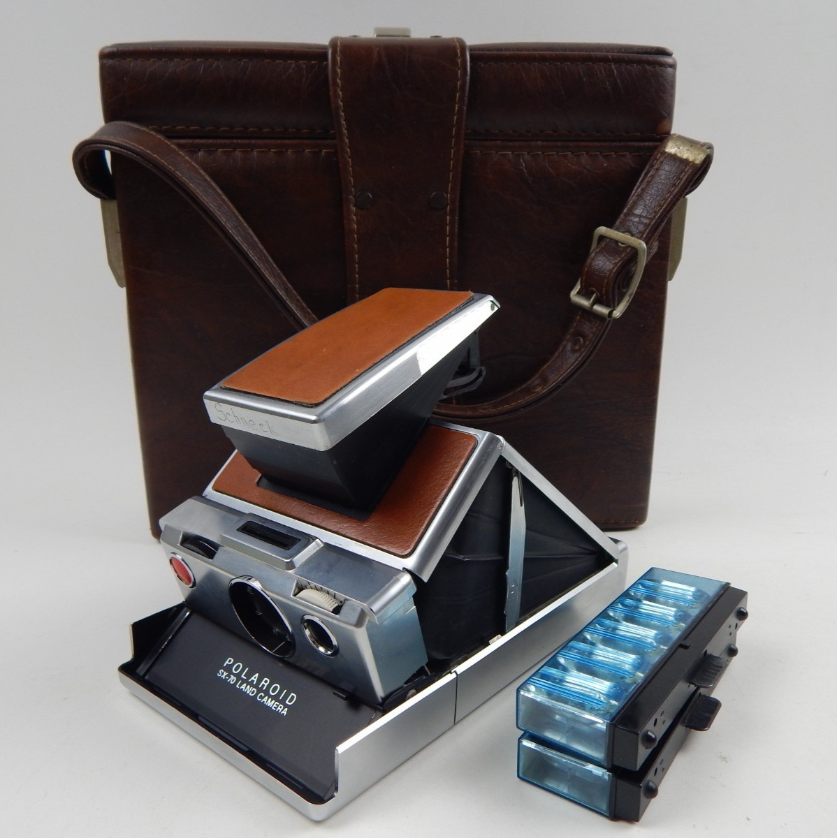 Polaroid SX-70 Folding Film Land Camera Brown (Owner Engraved Name) AS-IS