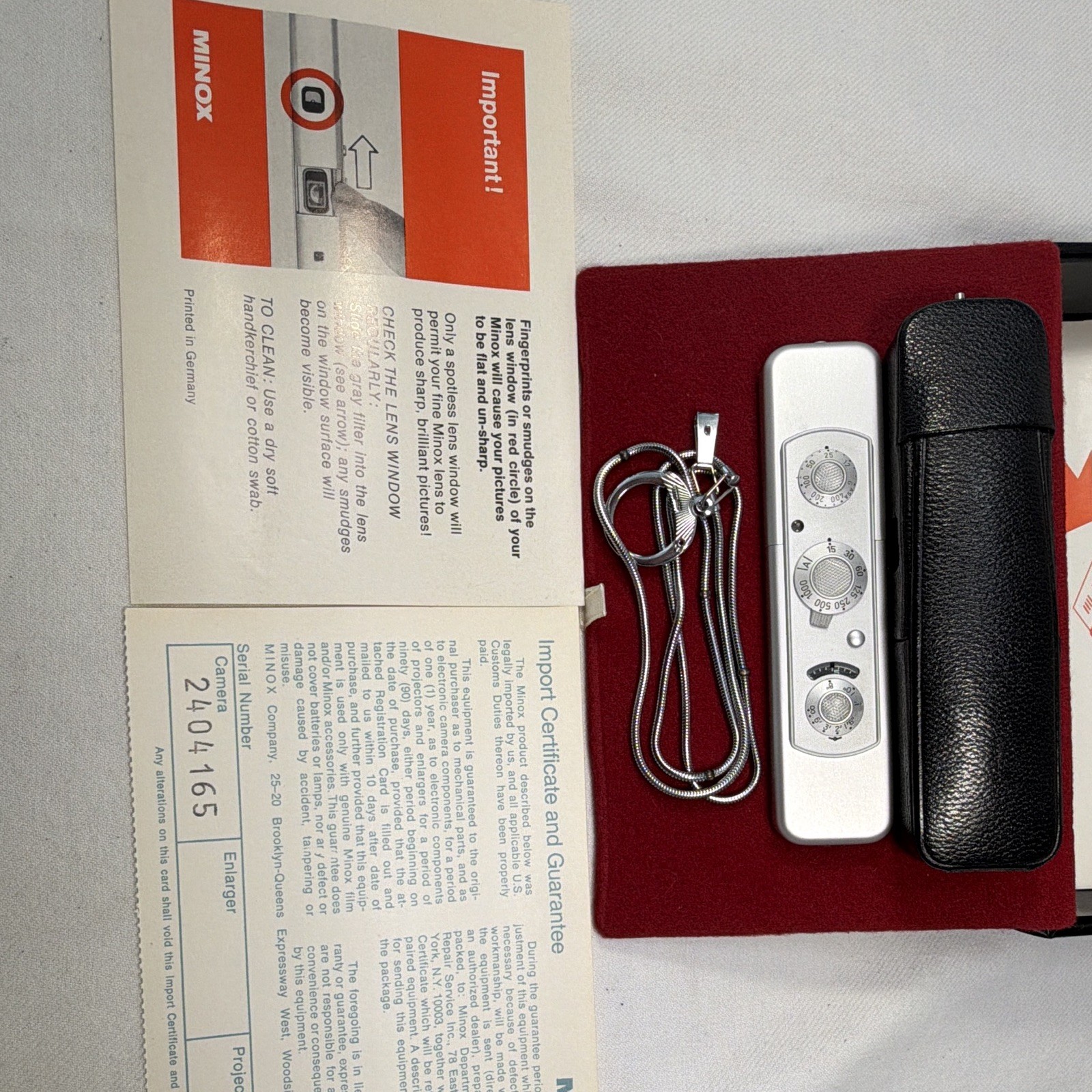 Minty MINOX C Silver 8x11mm Subminiature Camera Set w/ Box Case Manual