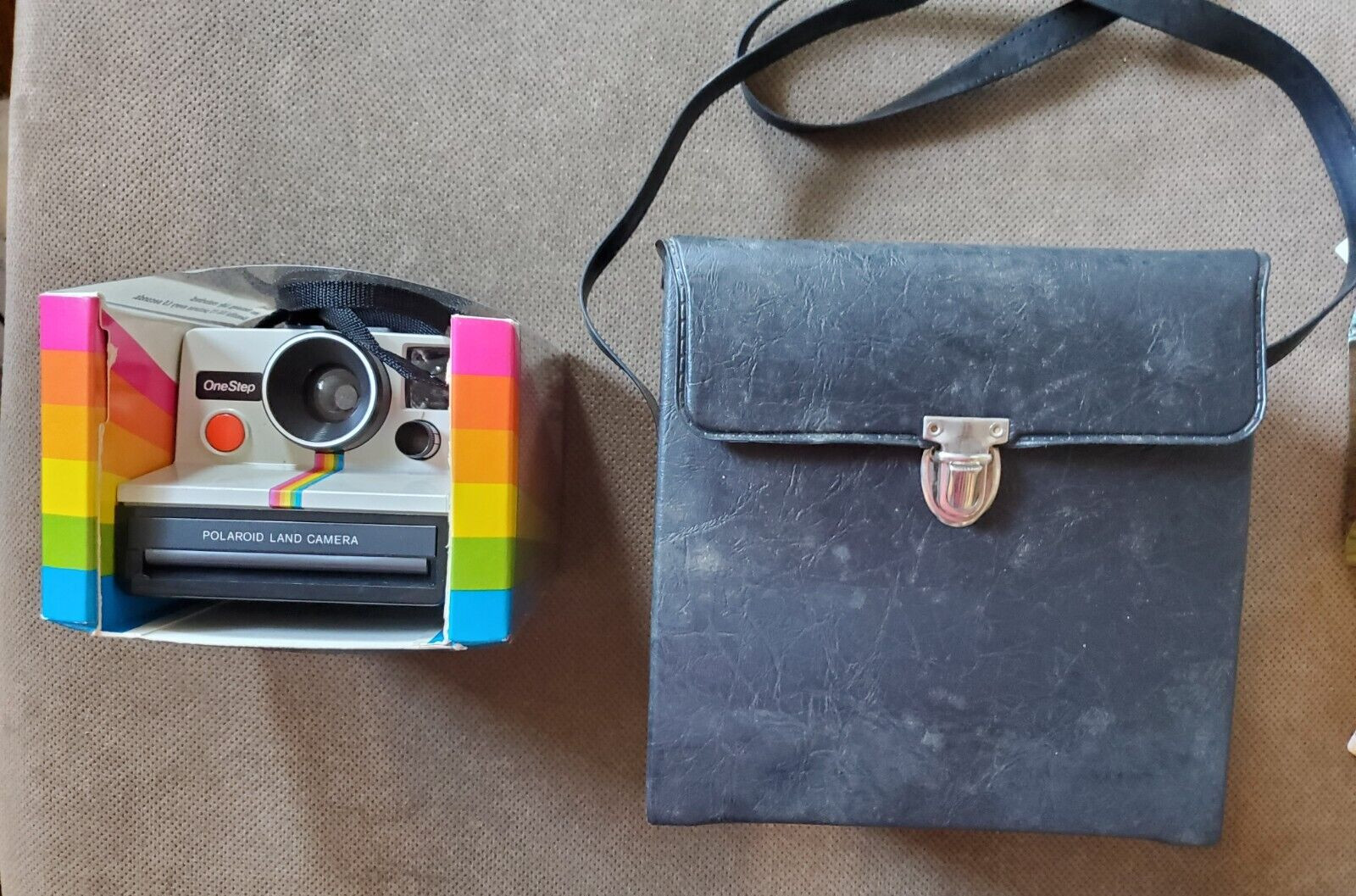 1970s Vintage In-box Polaroid One Step Land Camera Kit w/ Film & Bag