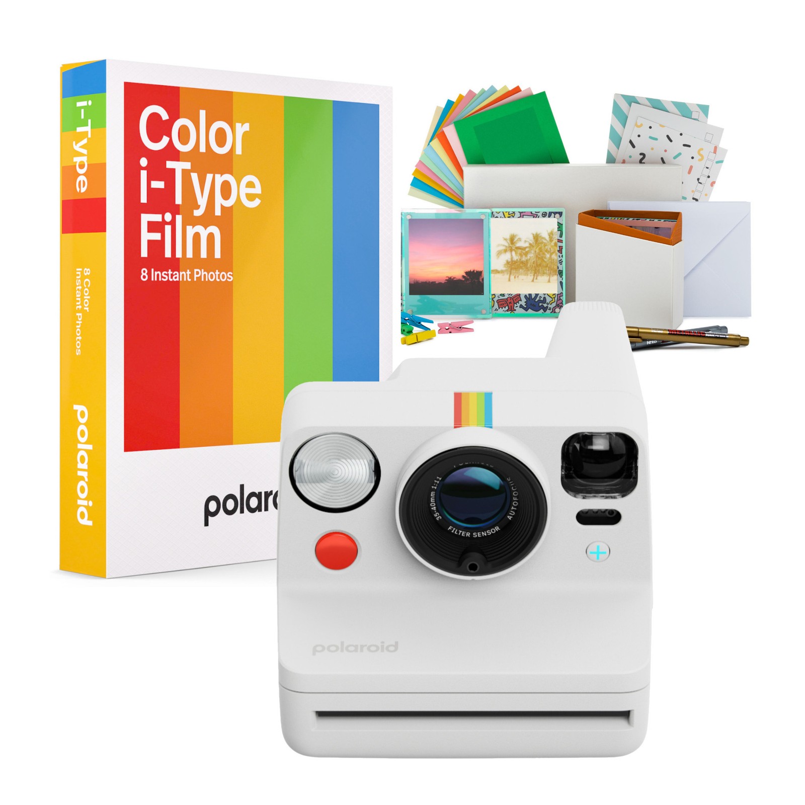 Polaroid Now Plus Gen 3 White Instant Camera Two Lens AF System Bundle