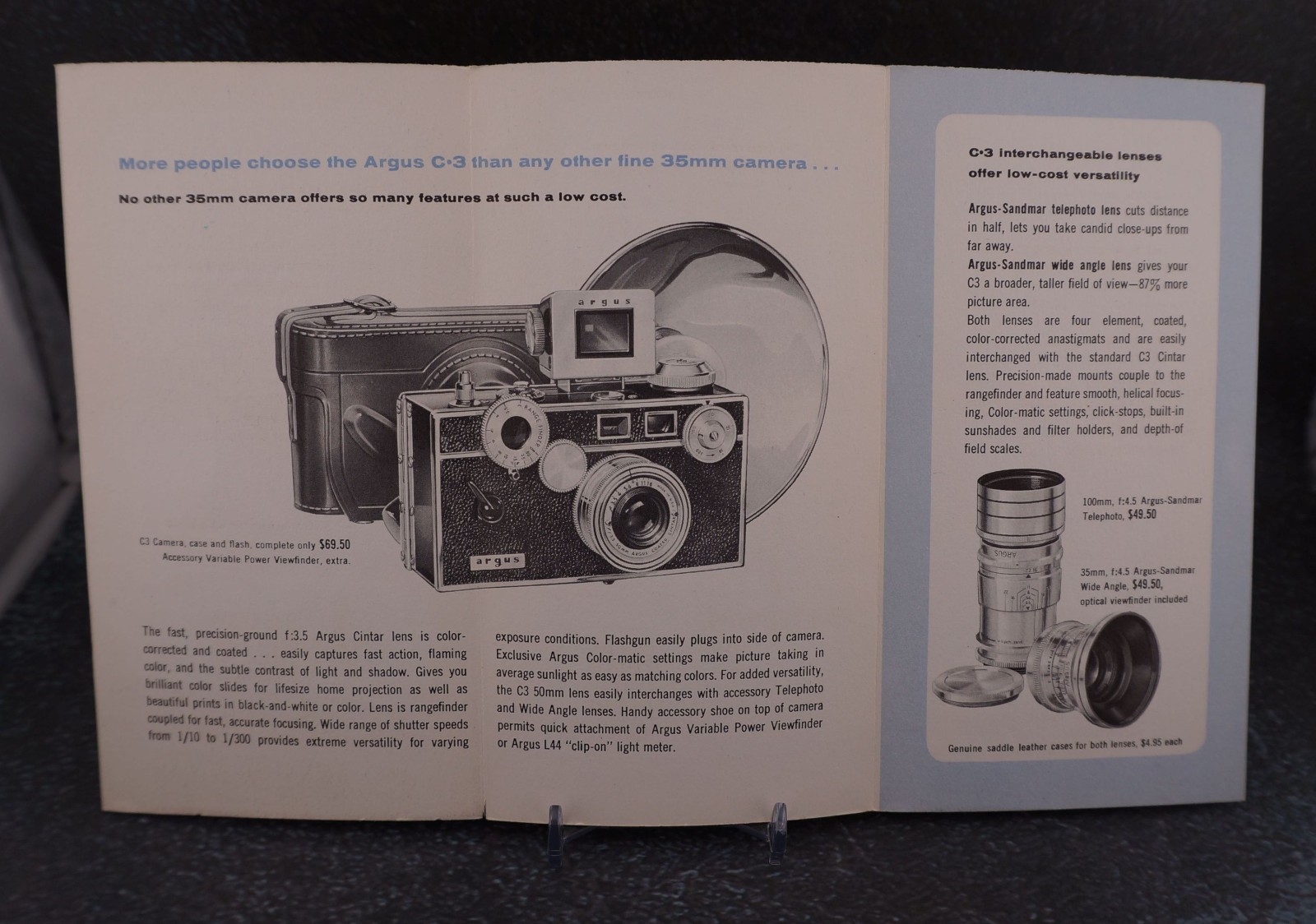 Tested Argus C-3 Brick Camera Kit w/ Soligor 135mm Lens, Bakelite Flashes & Case