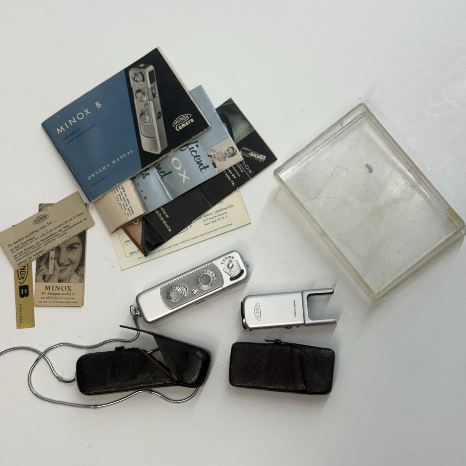 VTG MINOX B 8/11mm Subminiature Mini Spy Camera +Flash+Cases+Manuals NICE COND