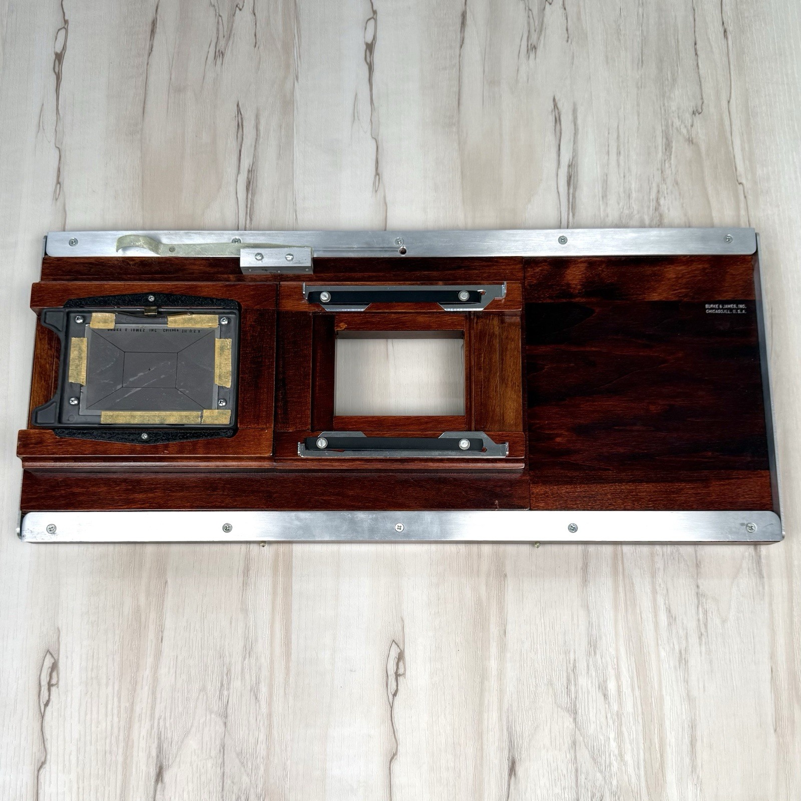 VTG BURKE & JAMES 5×7 to 2×3 Sliding Reducing Wood Back for Field Camera w/Glass