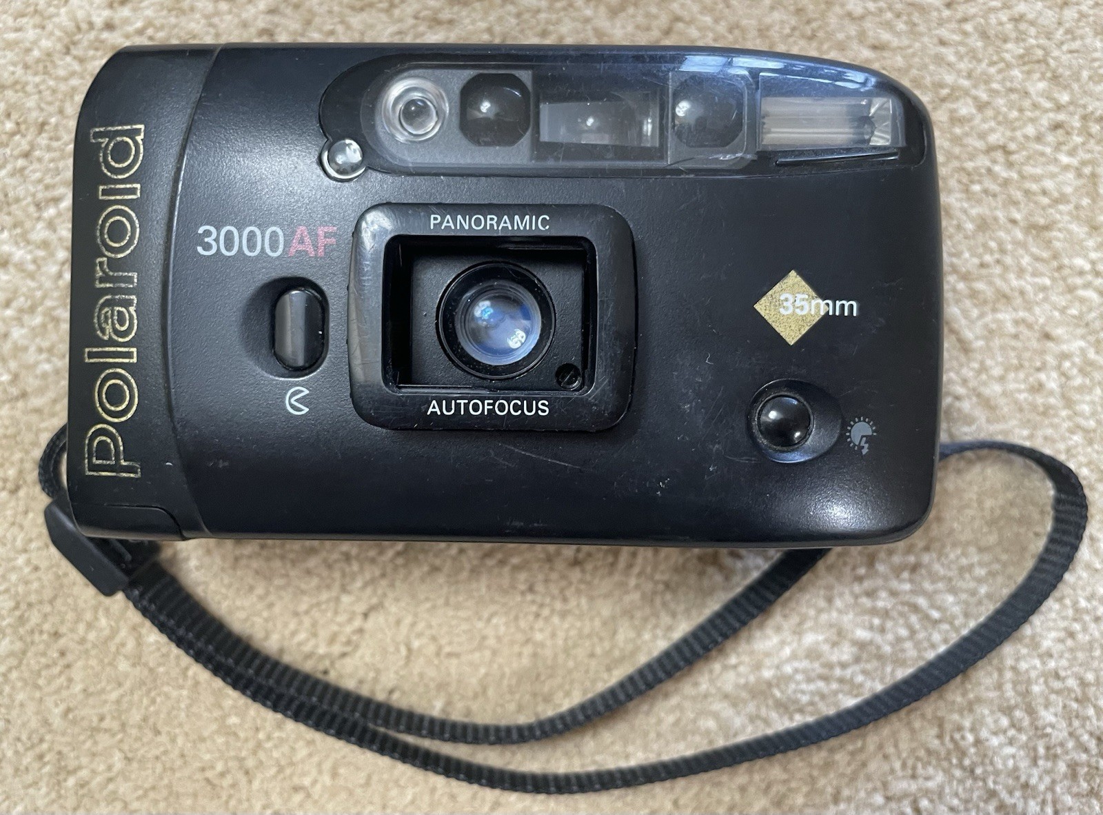 Polaroid 3000 AF Panoramic 35mm Film Camera Auto Flash Autofocus Vintage Works