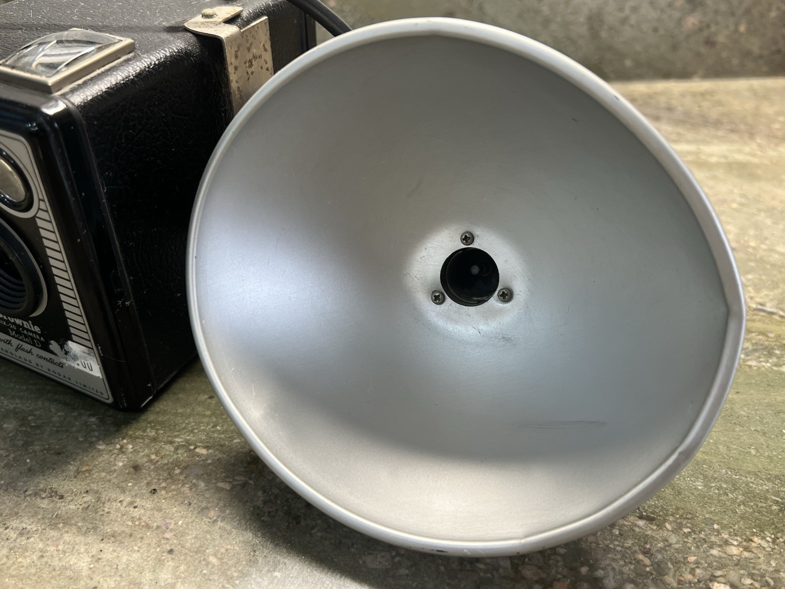 Vintage Kodak Brownie Six-20 Model D Box Camera with Matching Flashholder