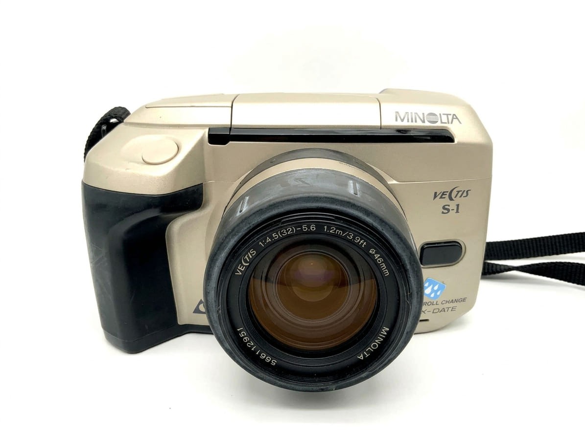 Minolta Vectis S-1 Analog SLR 35mm Kit + 56-170mm f/4.5-5.6 Grey Good