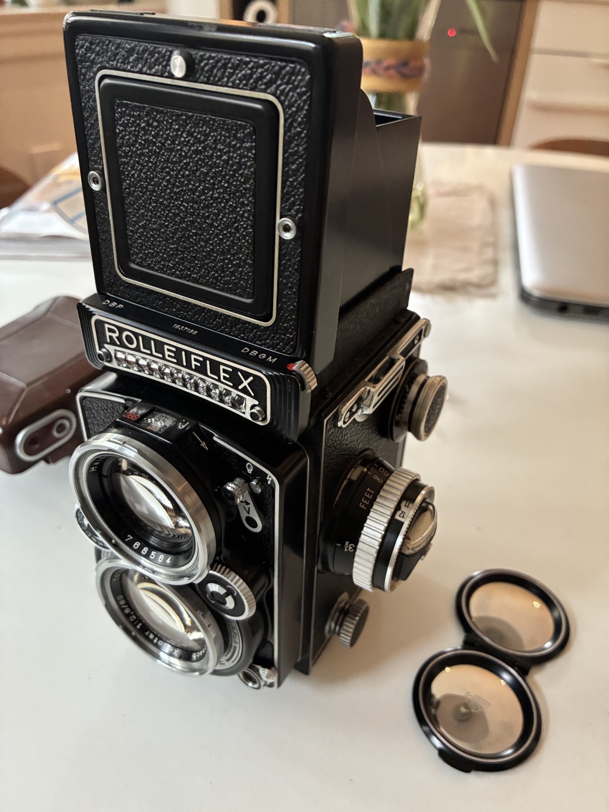 Rolleiflex 2.8E TLR Film Camera w/ Xenotar 80mm f2.8 Lens + Lens Cap Case Strap