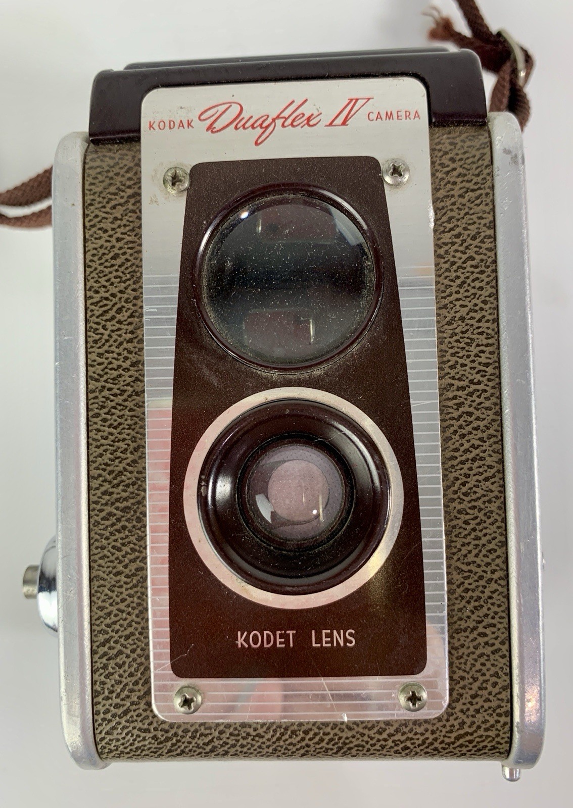 Vintage Kodak Duaflex IV Camera w/Kodet Lens & Strap – Untested, Working Shutter