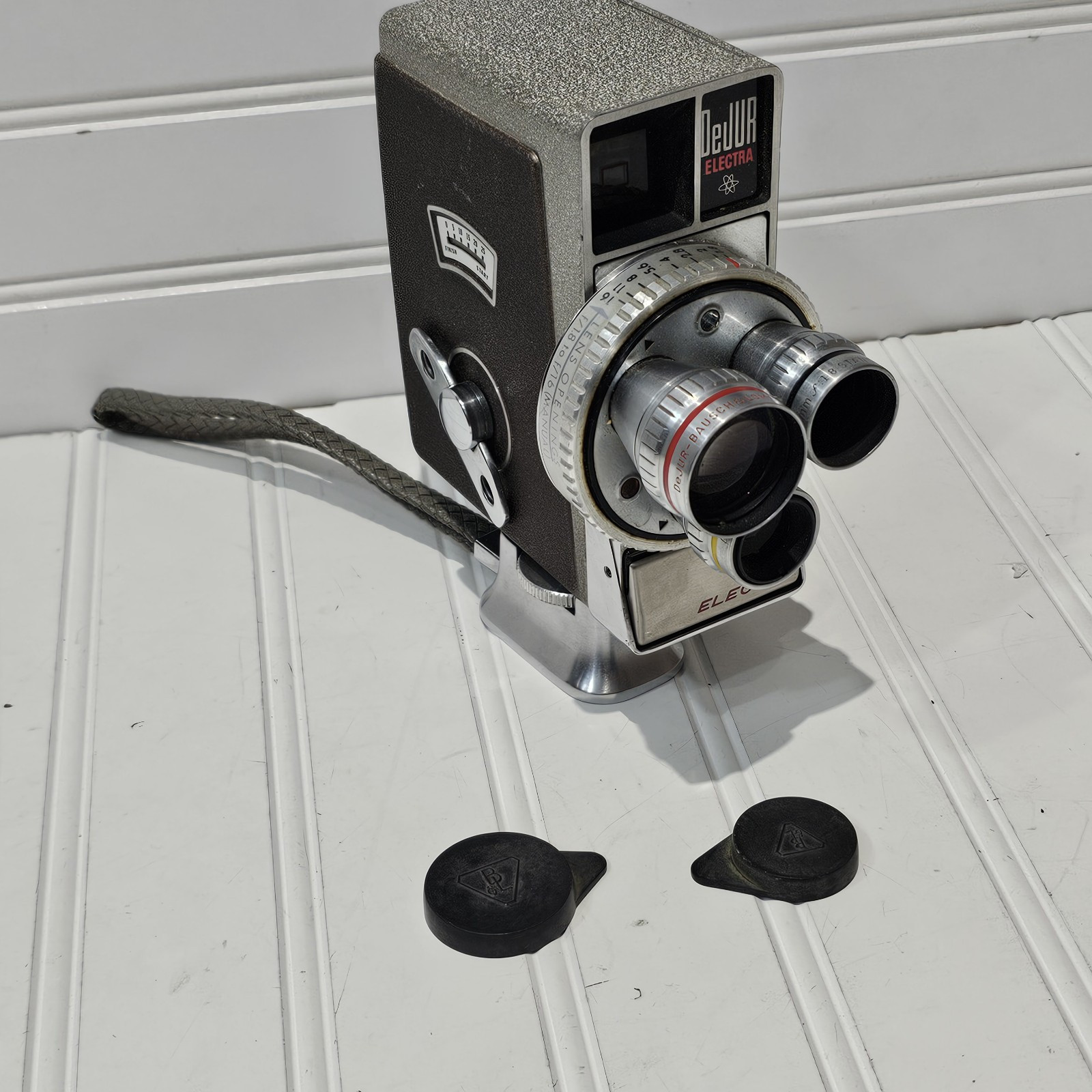 Vintage DeJur Electra Movie Camera Three Lenses Strap *Made USA* ASA 16 Film
