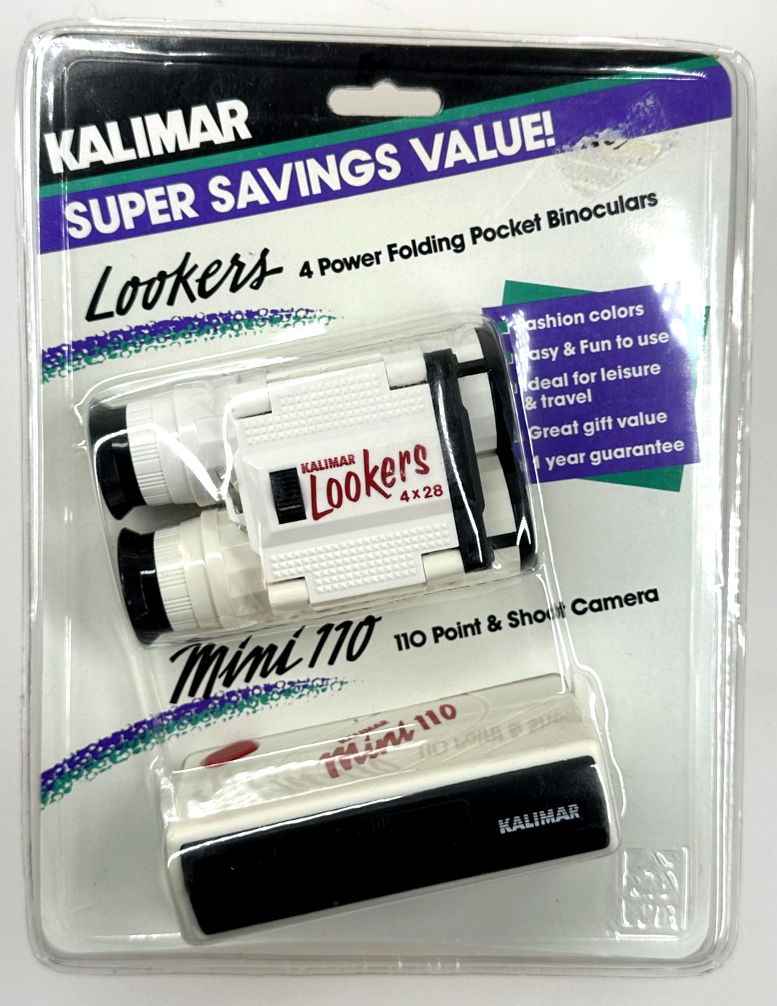 Vintage Kalimar Mini 110 Film Instamatic Camera + 4×28 Binoculars SEALED