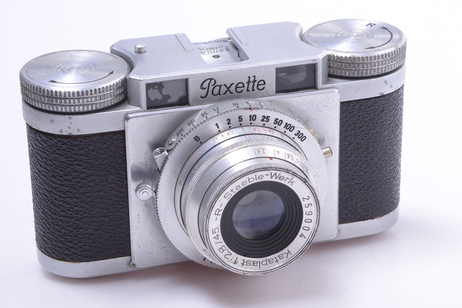 ✅ BRAUN PAXETTE PARTS/REPAIR 35MM CAMERA STEABLE 45MM 2.8 KATAPLAST LENS