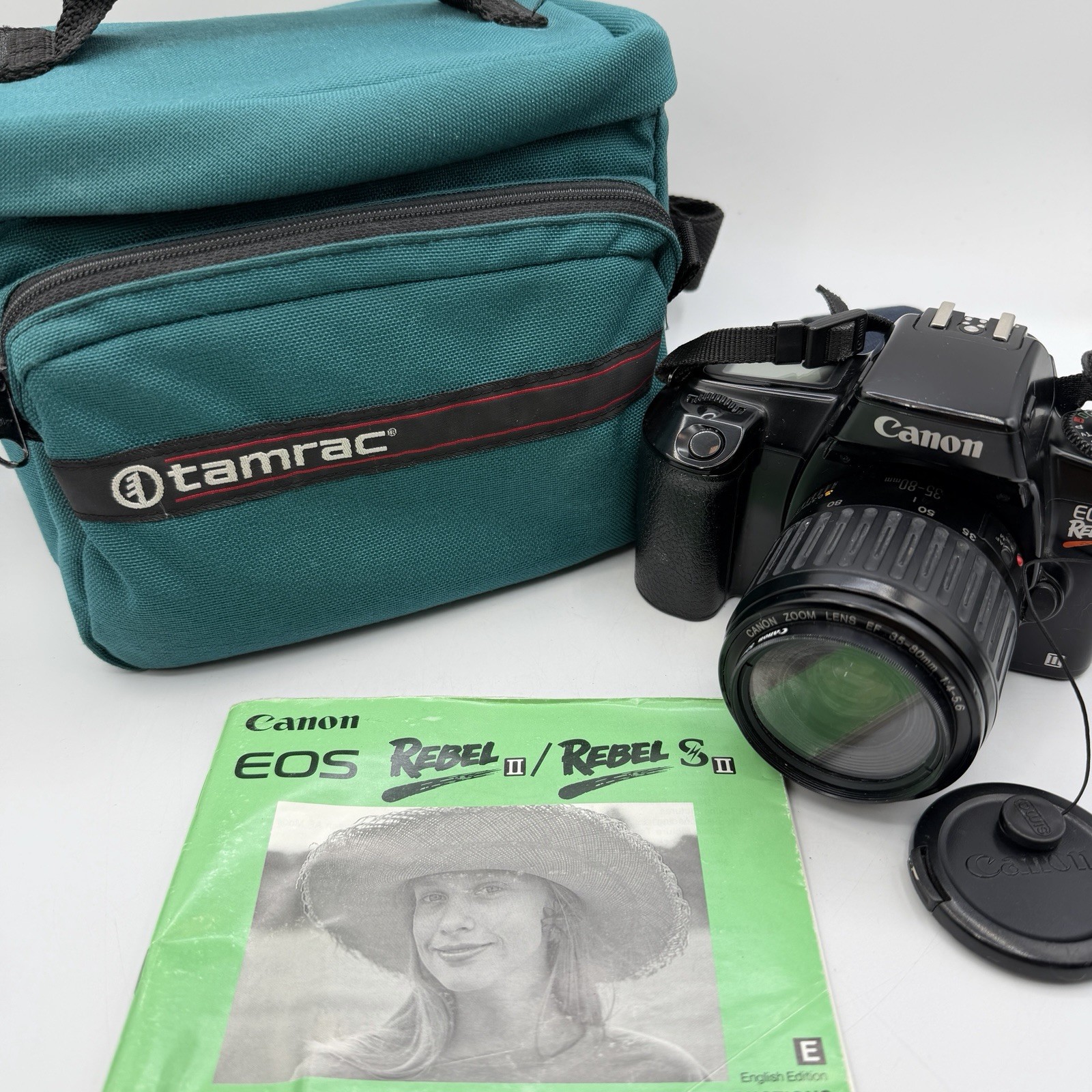 Canon EOS Rebel S II 35mm SLR Film Camera w/ EF 35-80mm f/4-5.6 Zoom Lens & Case
