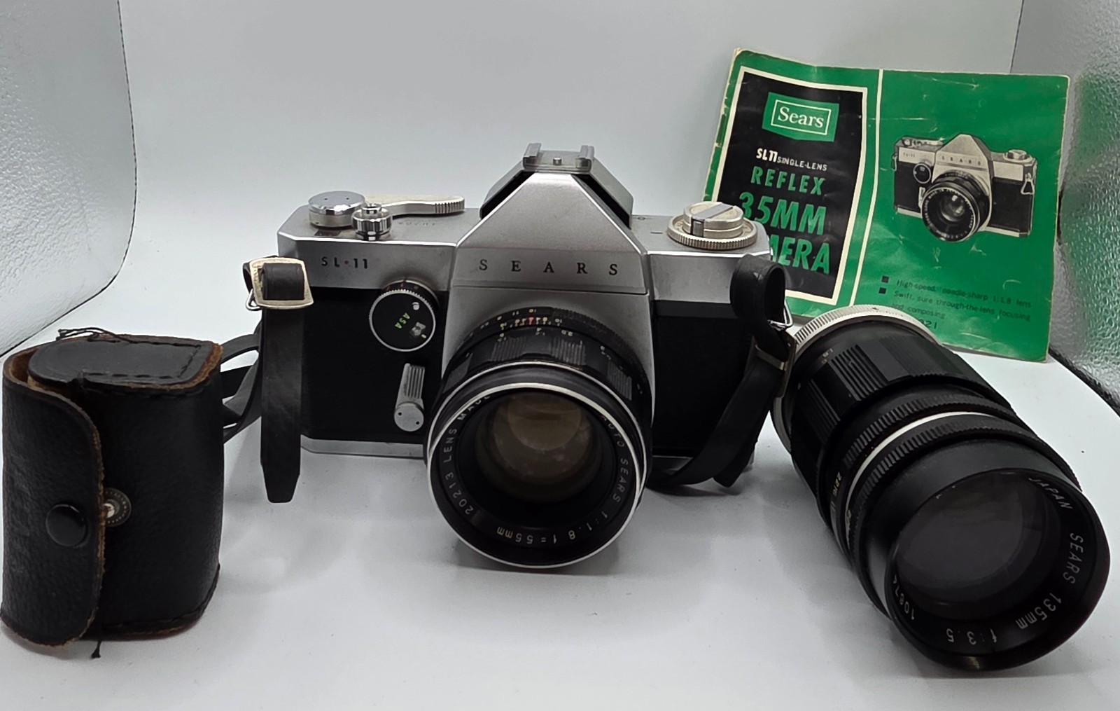 Vintage Sears SL-11 35mm SLR Camera w 55mm f1.8 & 135mm Lens Manual Japan
