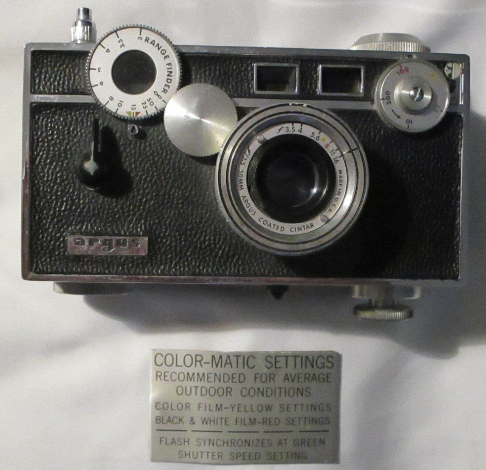 Argus C-3 “The Brick” 35mm Rangefinder Vintage Black Film Camera