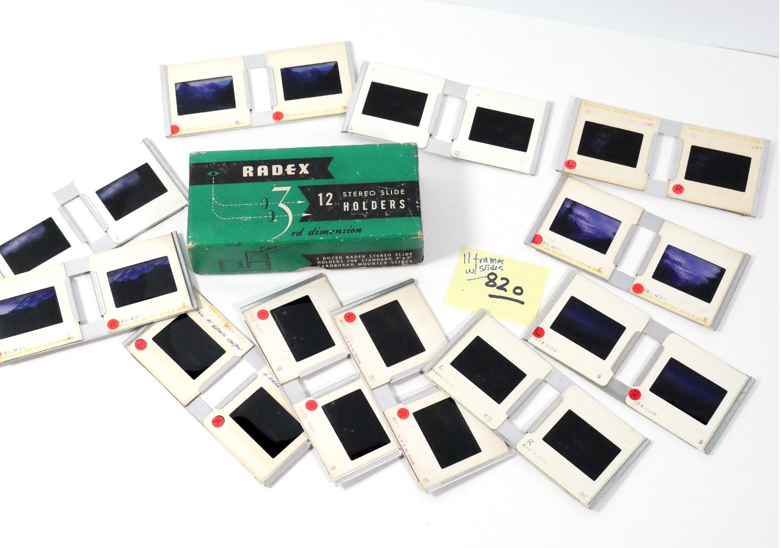 11 aluminum frames & slides @ RADEX Binocular-Scope 2x2x2 stereo slide 3D Viewer