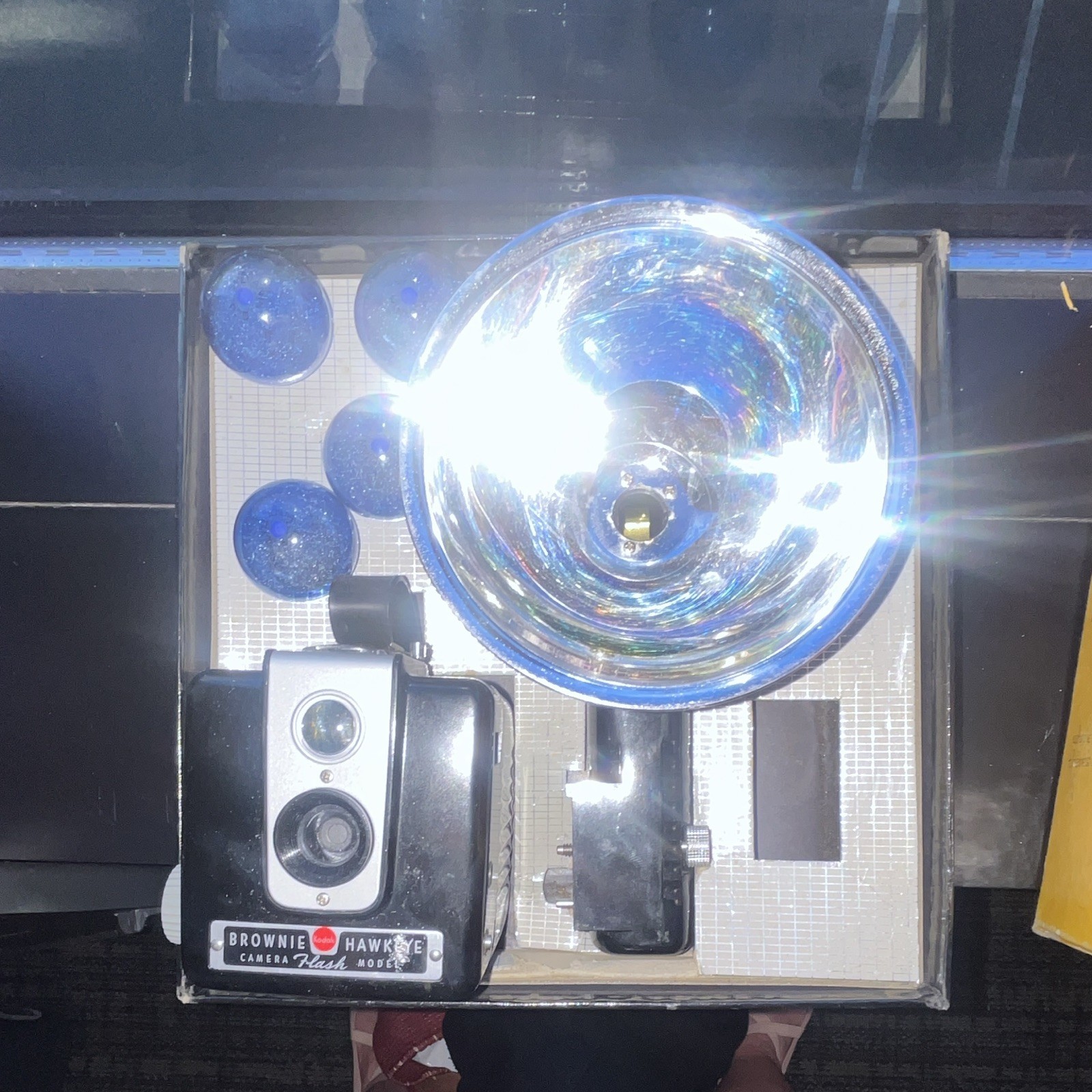 Kodak Brownie Hawkeye Black Box Camera Outfit w/ Flash Unit & Original Box