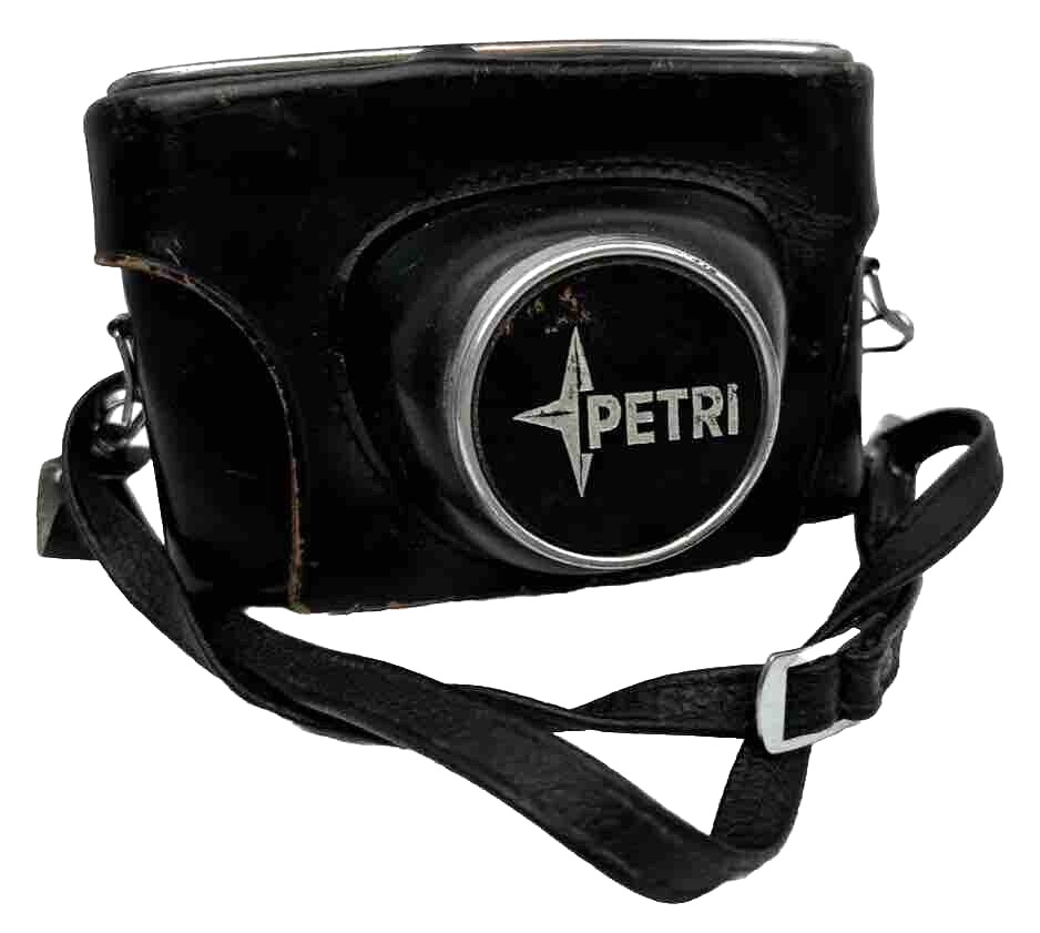 Vtg Petri 7 Blue Magic Scope 35mm Camera in Leather Case Japan Untested 1960s