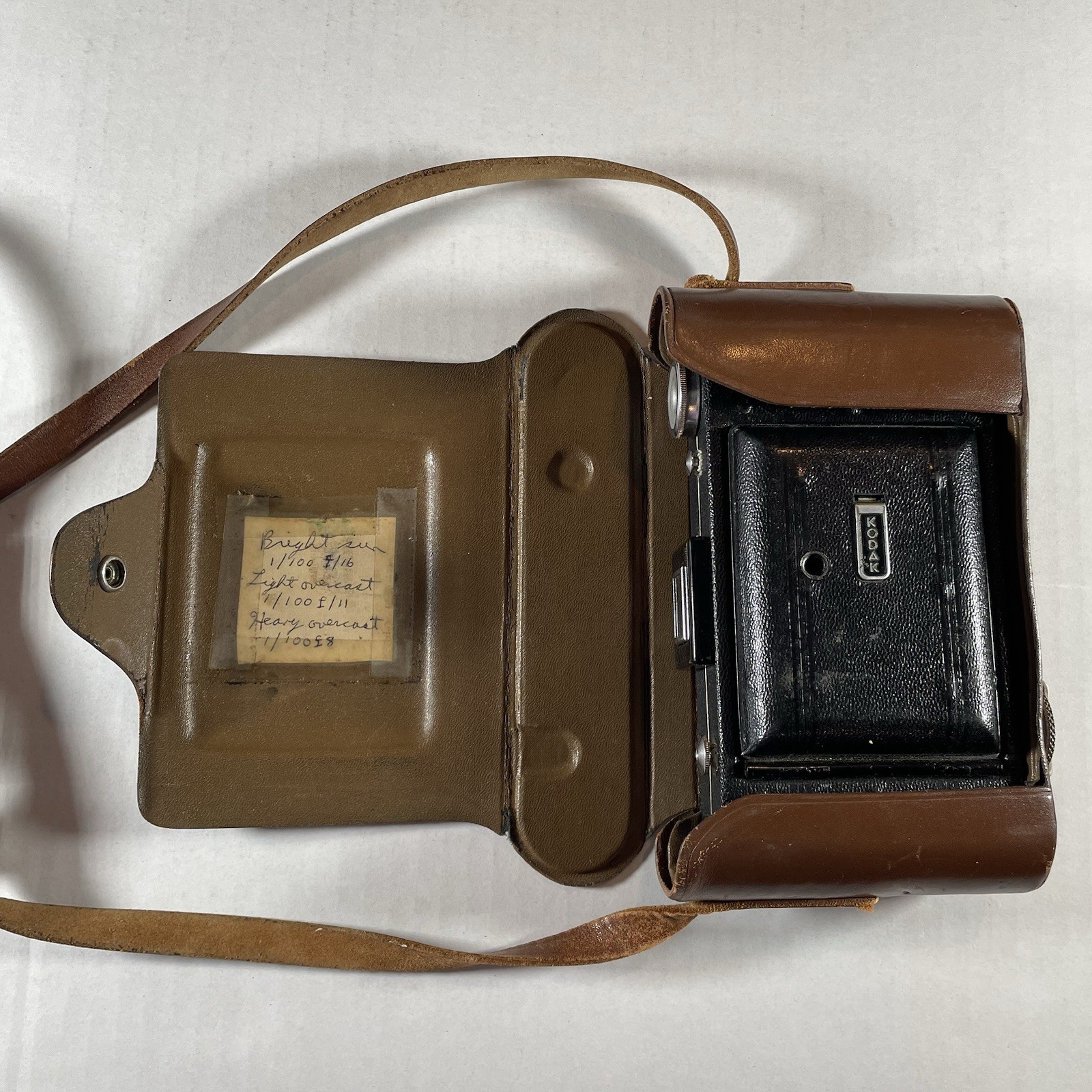 Vintage Kodak 620 Folding Camera Original Leather Case Classic Mid Century