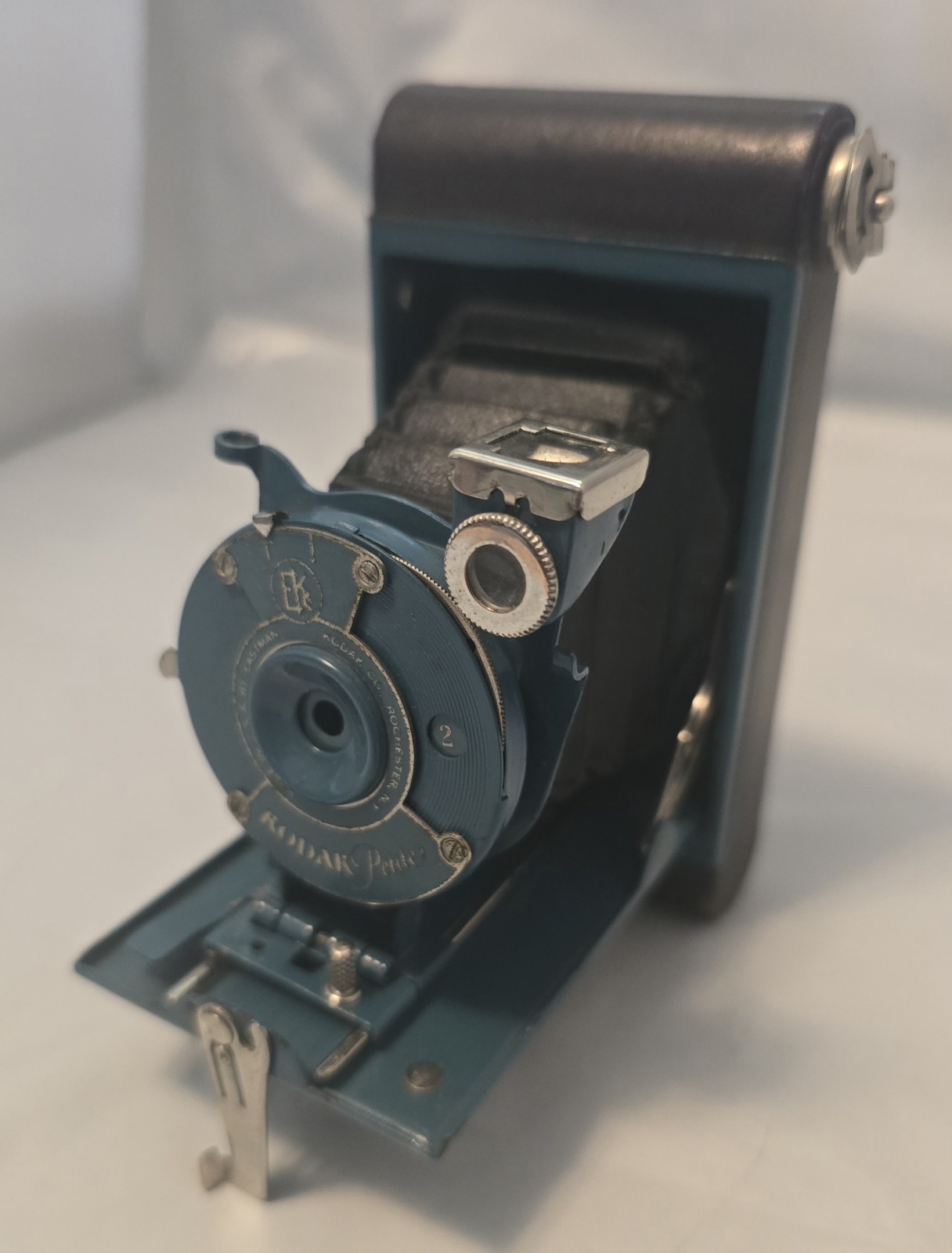 Kodak Petite Antique Folding Camera Blue w/Case – Rare! Read! P08