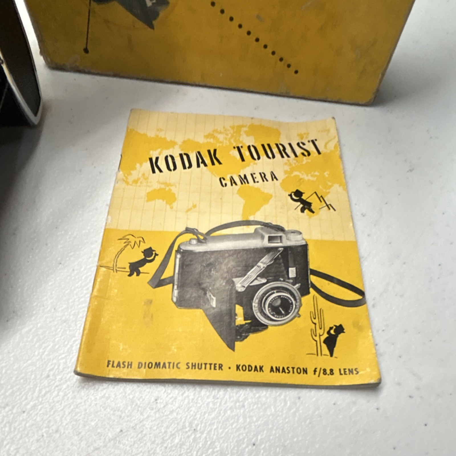 Kodak Tourist II Folding Camera & Brownie Hawkeye w/ Flashholder & Box
