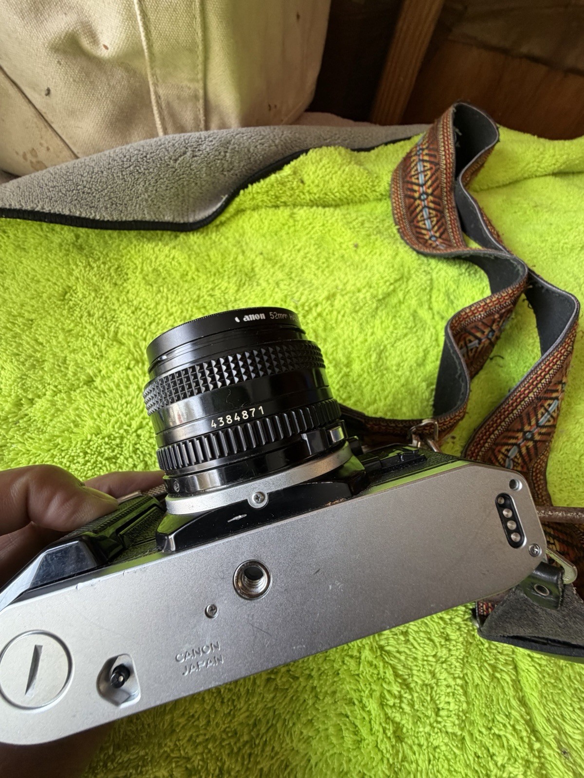Canon AE-1 Program Vintage 35mm SLR Film Camera Silver Black with Strap