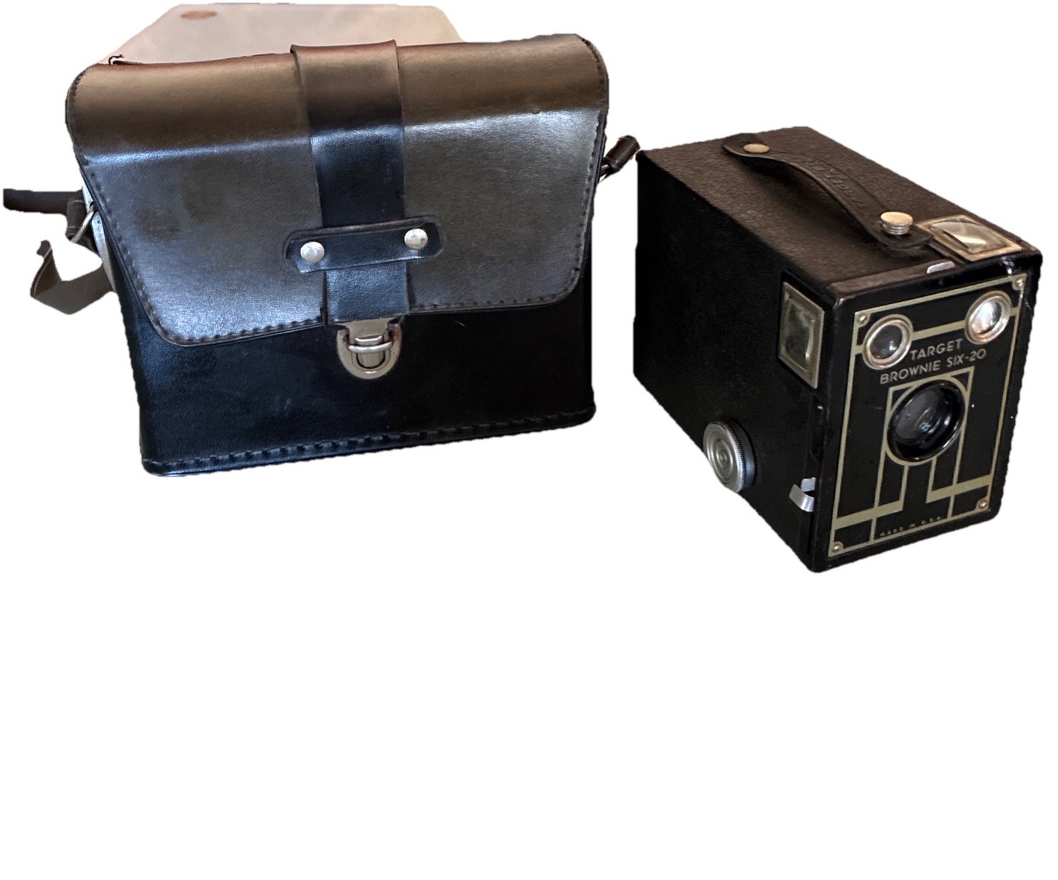 Kodak Brownie Target Six-20 Box Camera – Untested – Vintage Art Deco w/case
