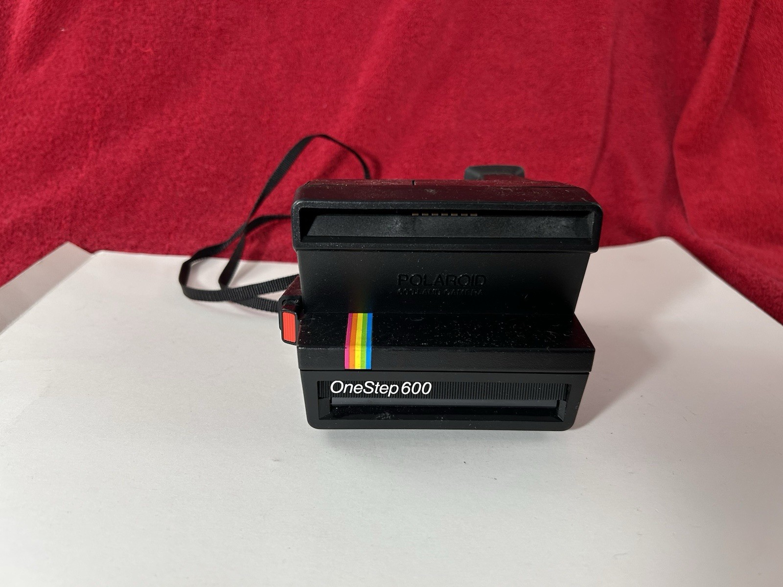 Polaroid OneStep 600 Land Camera Black Rainbow Stripe + Flash Super Clean